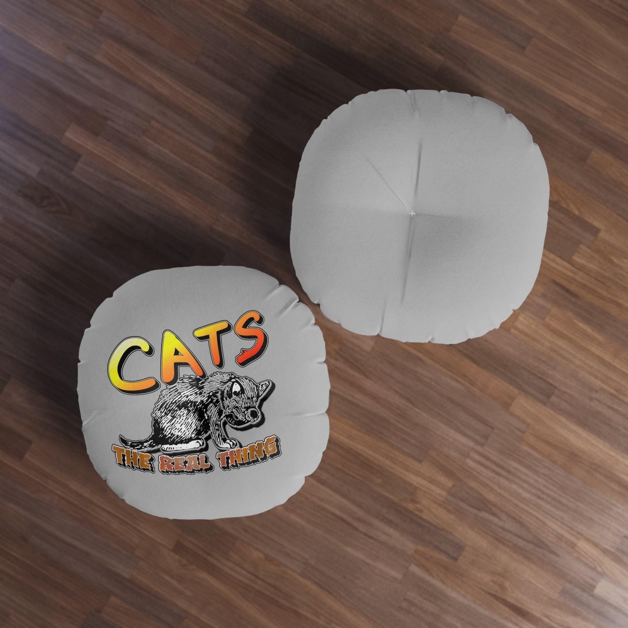 Cats The Real Thing - Tufted Floor Pillow, Round - Witty Twisters Fashions