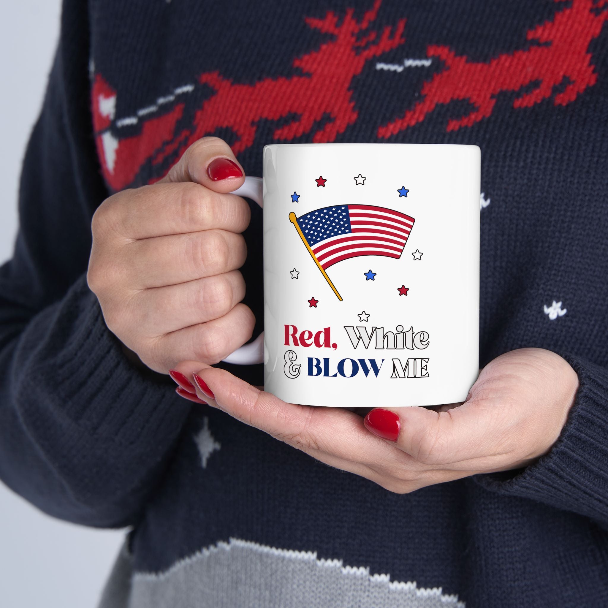 Red, white and blow me - Ceramic Coffee Mug 11oz, 15oz