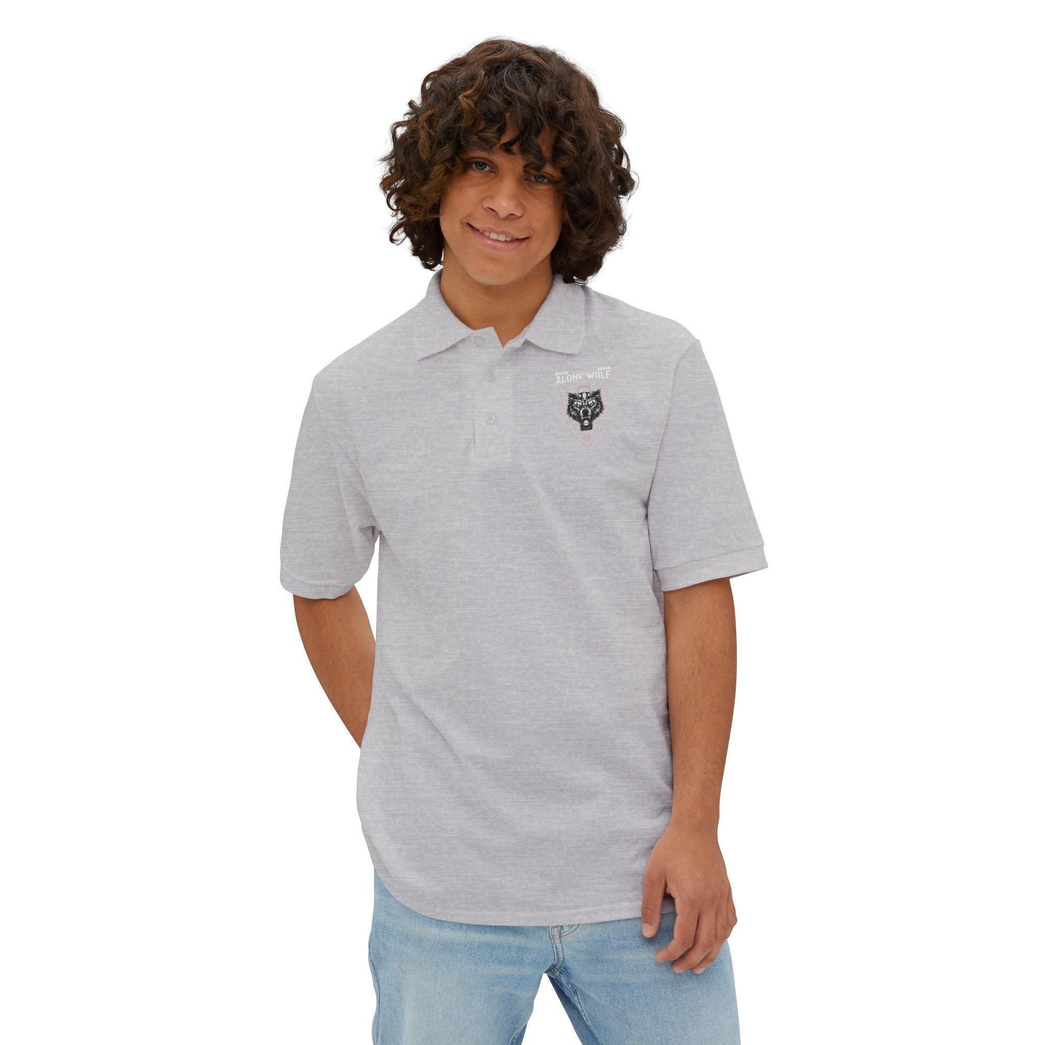 Alone Wolf Looking For Love - Men's Piqué Polo Shirt - Witty Twisters Fashions