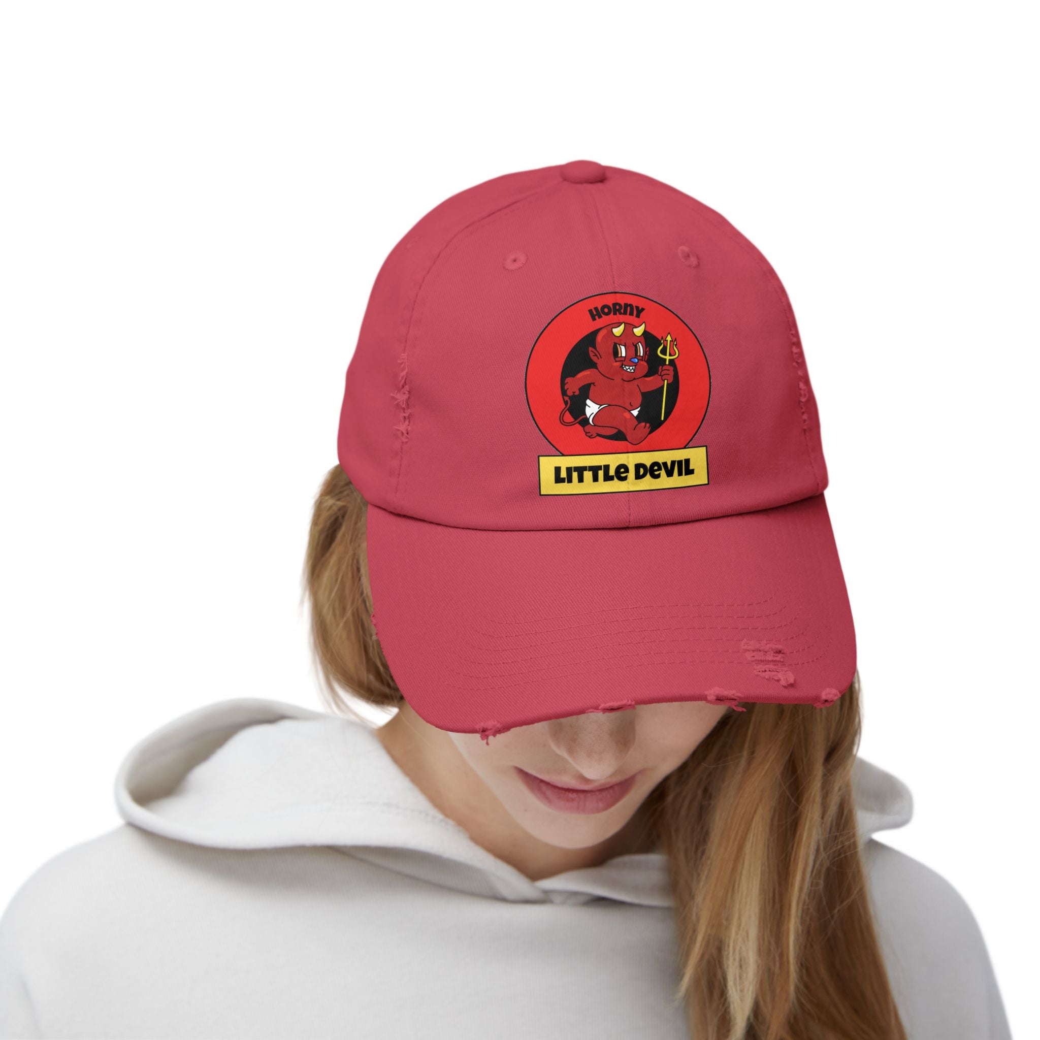 Horny Little Devil - Cotton Twill Distressed Baseball Cap