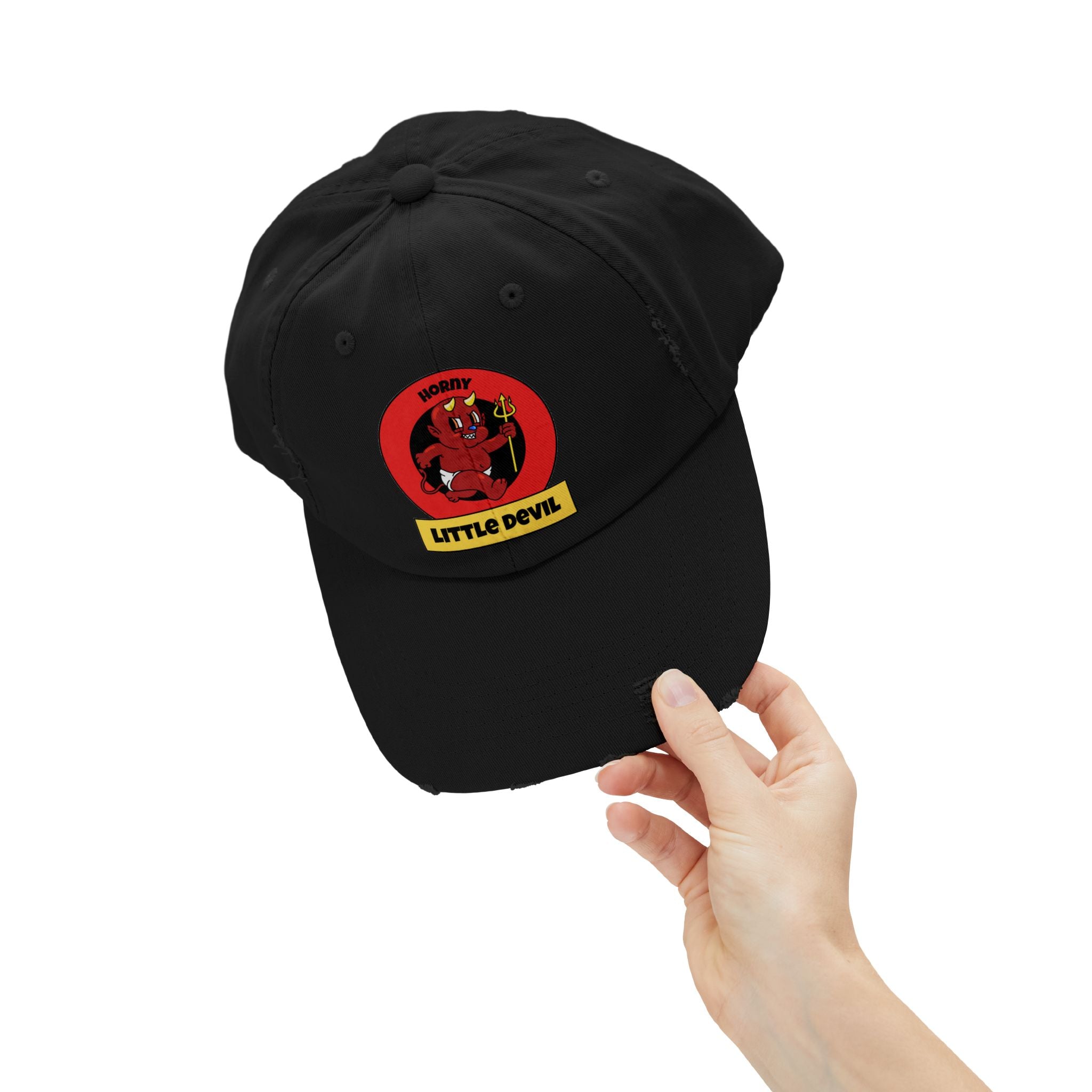 Horny Little Devil - Cotton Twill Distressed Baseball Cap