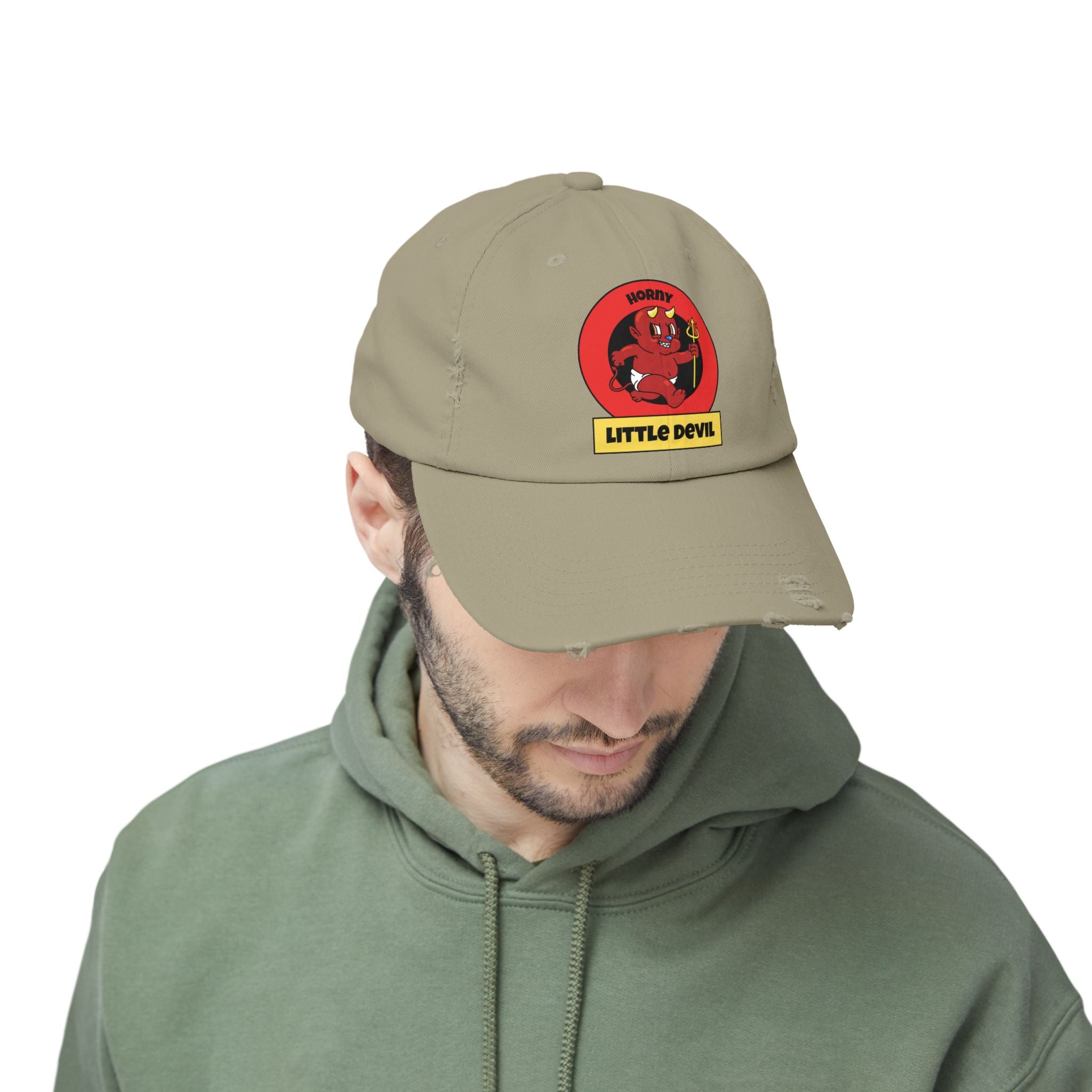 Horny Little Devil - Cotton Twill Distressed Baseball Cap