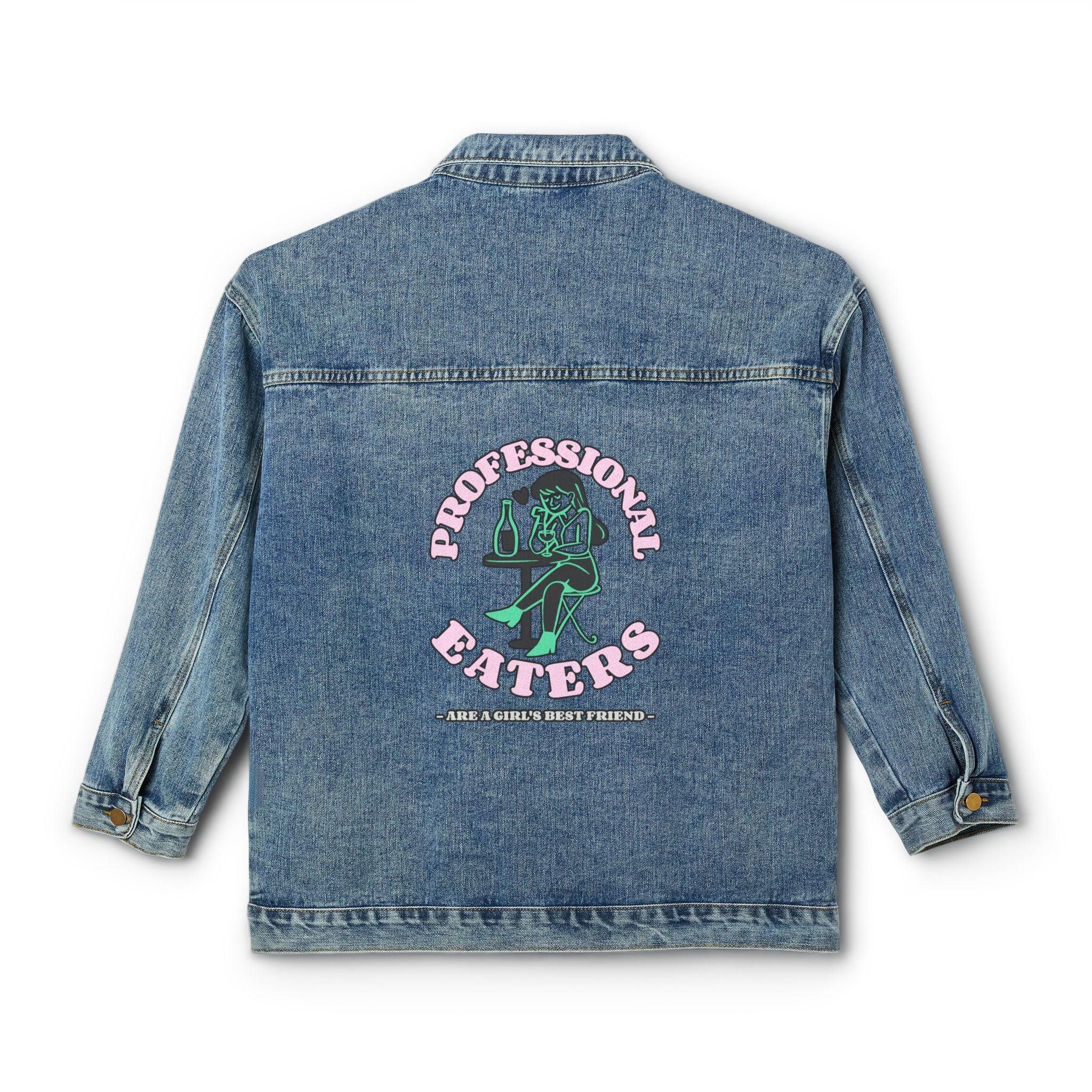 Professional eaters are a girl's best friend - Women's Denim Jean Jacket - Witty Twisters Fashions