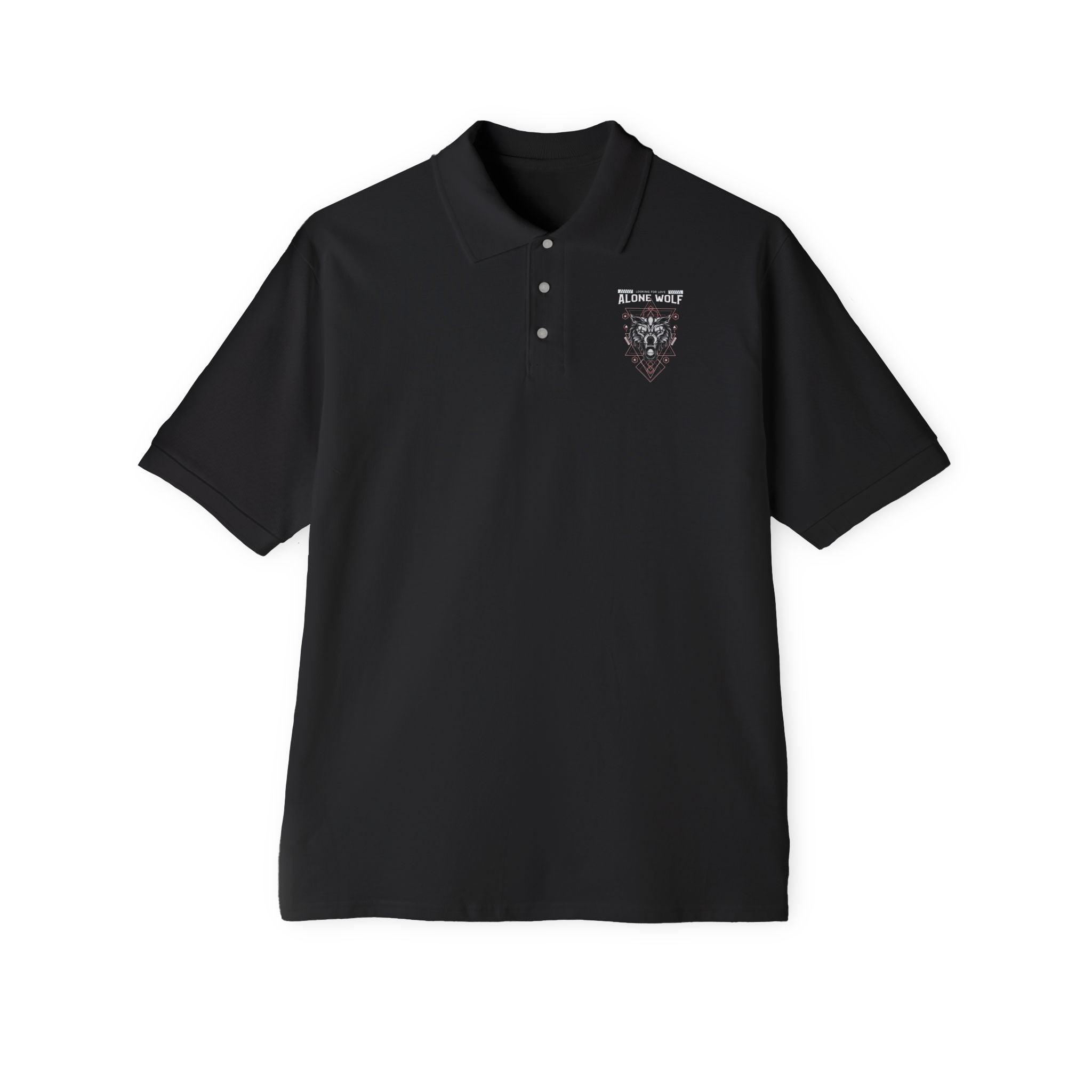 Alone Wolf Looking For Love - Men's Piqué Polo Shirt - Witty Twisters Fashions