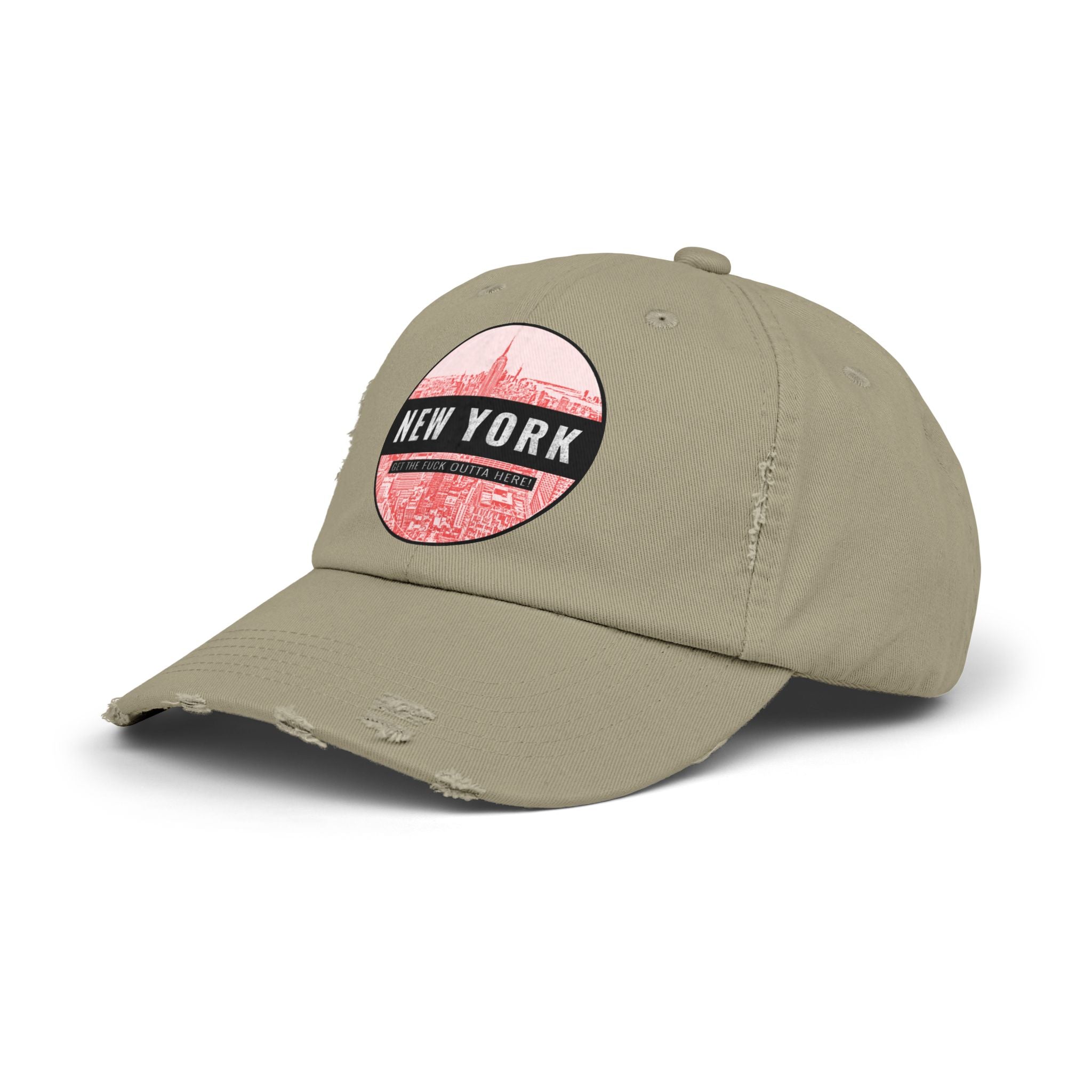 New York Get The Fuck Outta Here! - Cotton Twill Distressed Baseball Cap