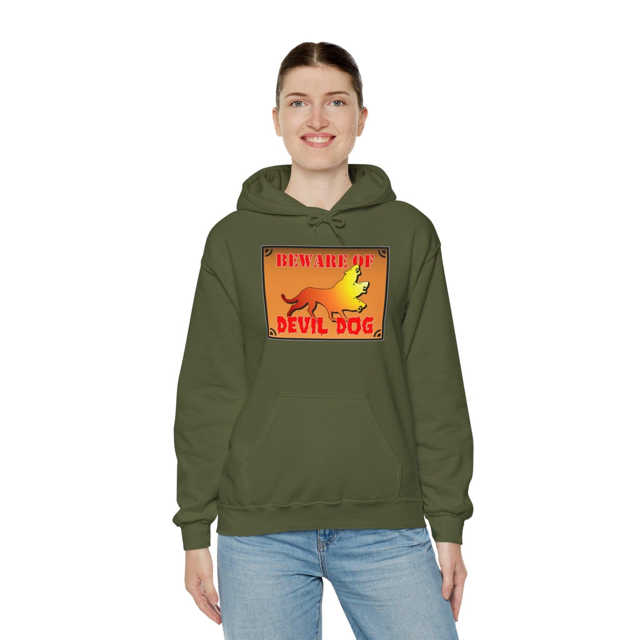 Beware Of Devil Dog Sign - Hoodie - Witty Twisters Fashions