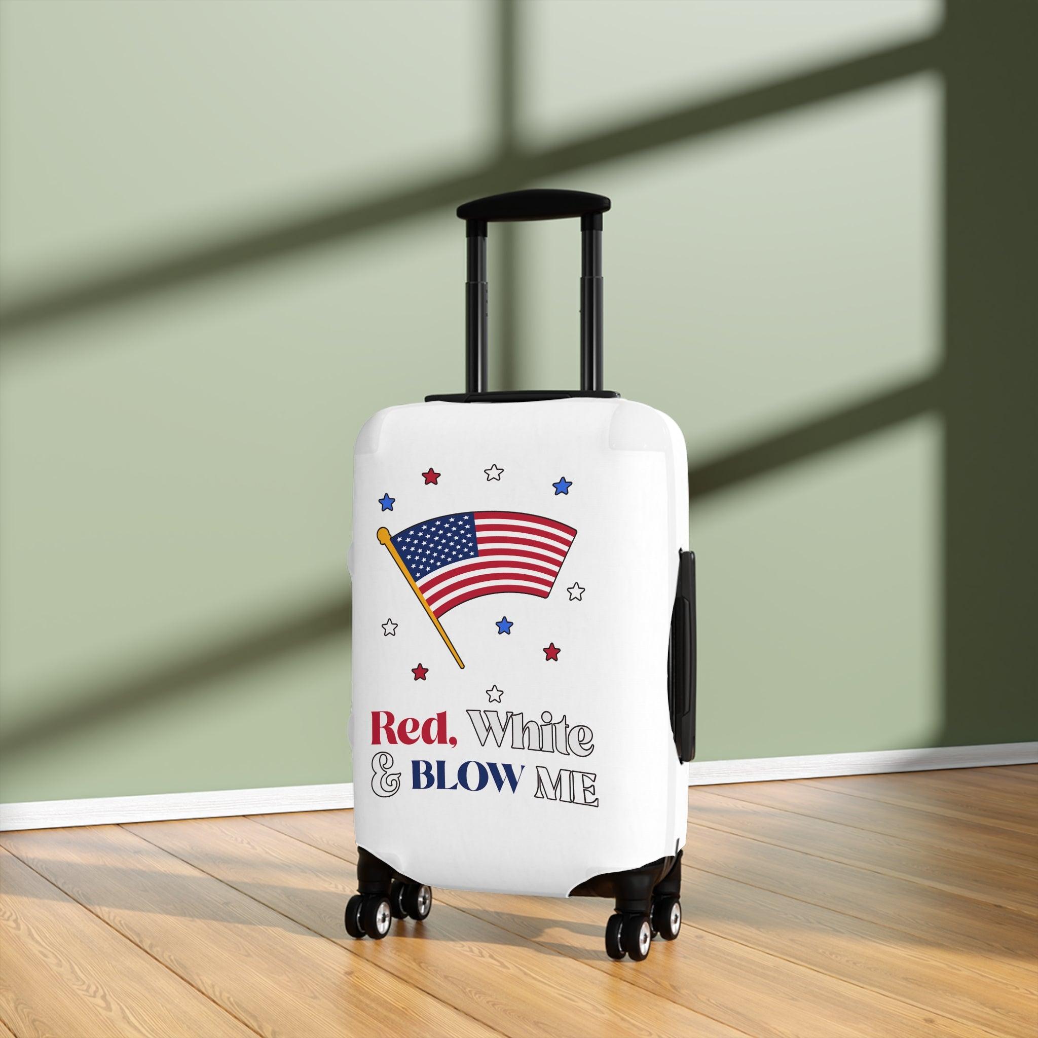 Red, white and blow me - Luggage Cover - Witty Twisters Fashions