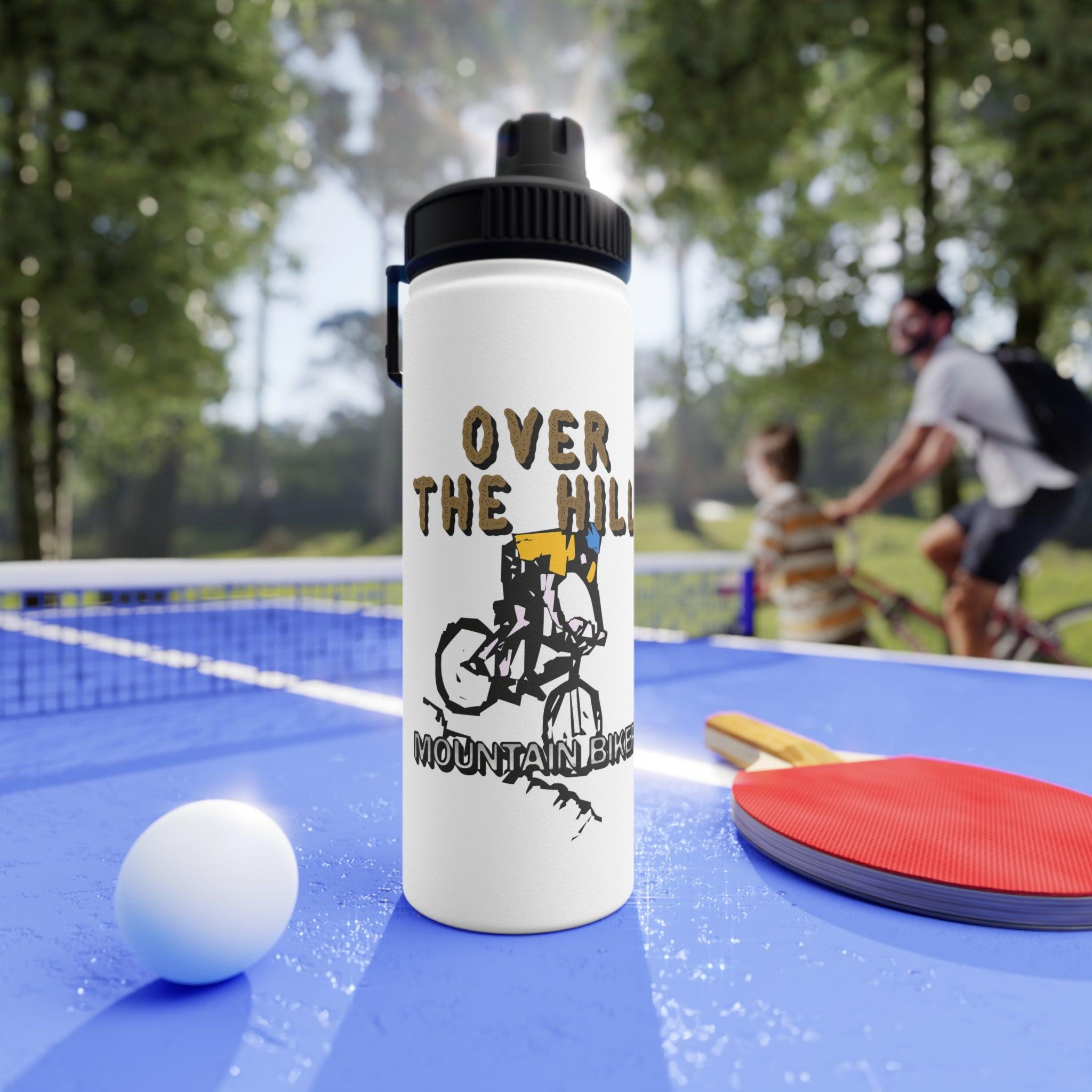 Over The Hill Mountain Biker - Stainless Steel Water Bottle with Sports Lid