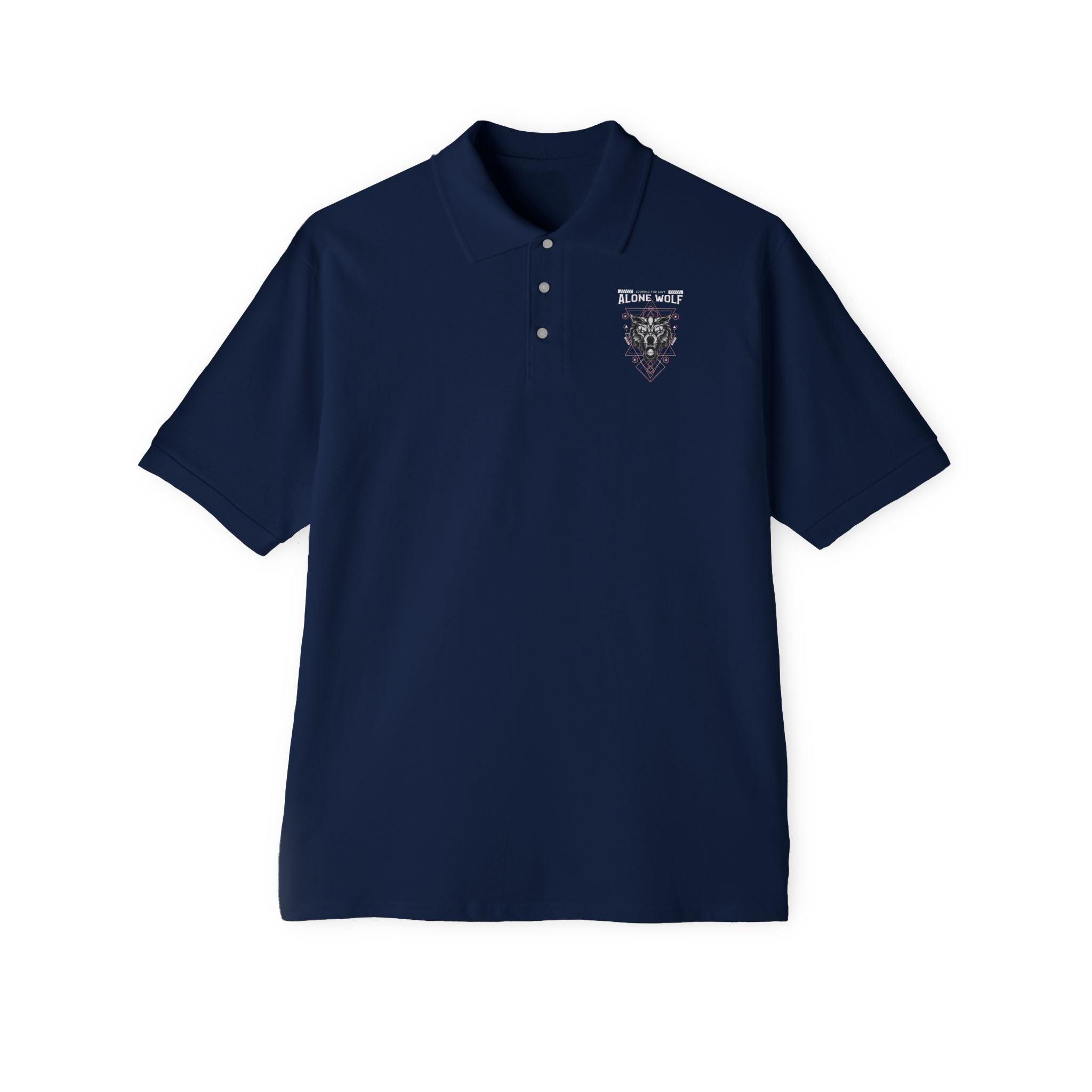 Alone Wolf Looking For Love - Men's Piqué Polo Shirt - Witty Twisters Fashions