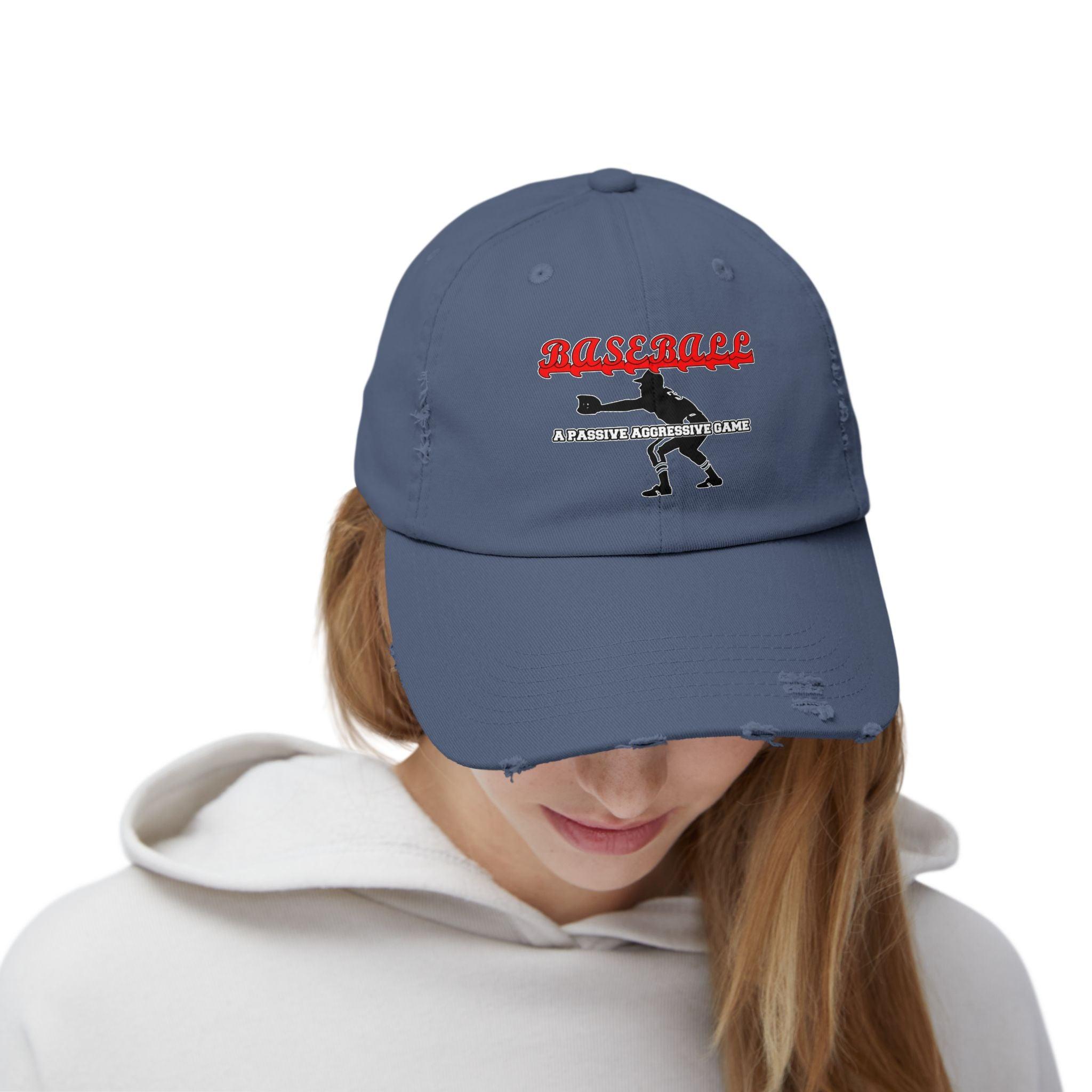 Baseball A passive aggressive game - Cotton Twill Distressed Baseball Cap - Witty Twisters Fashions