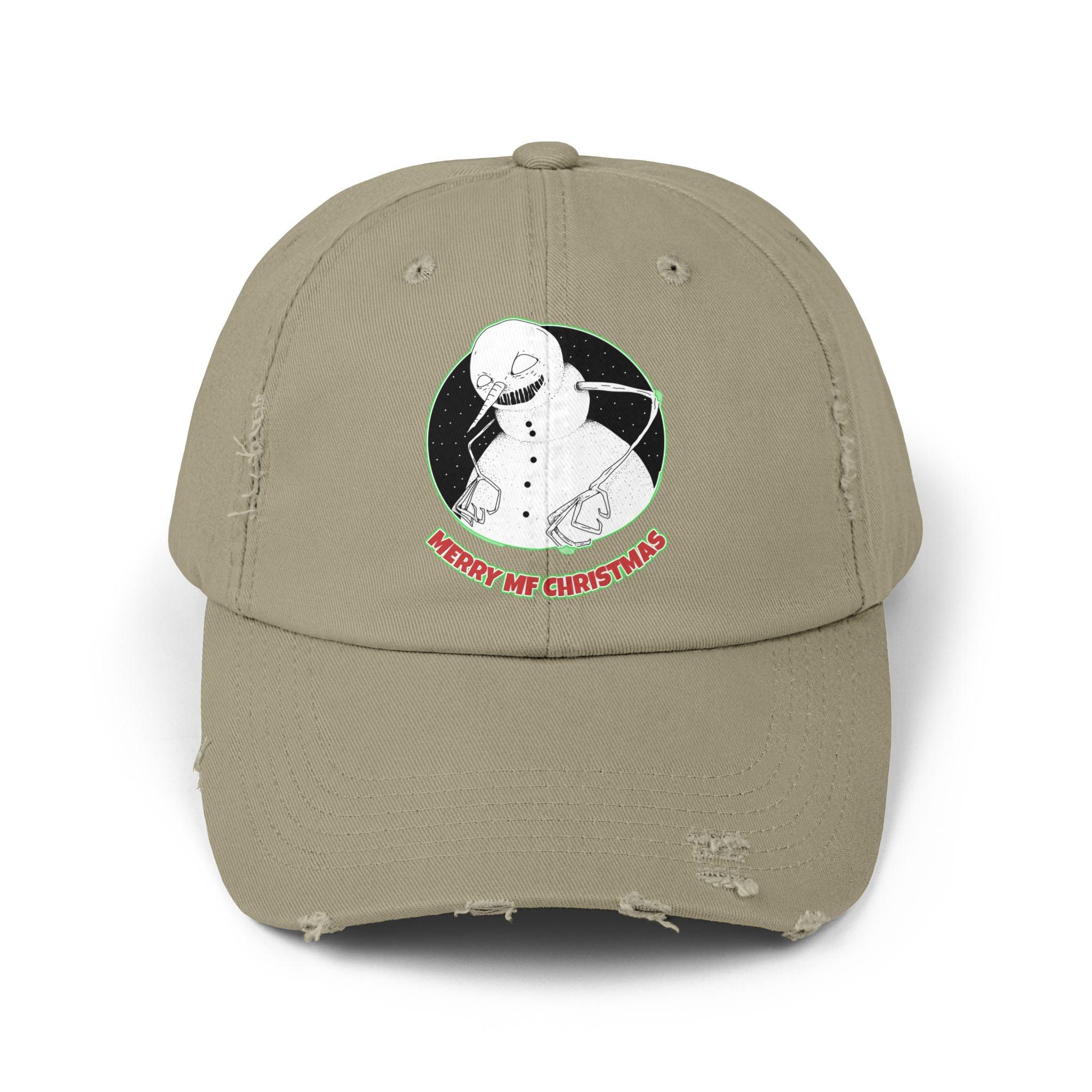 Merry MF Christmas - Cotton Twill Distressed Baseball Cap