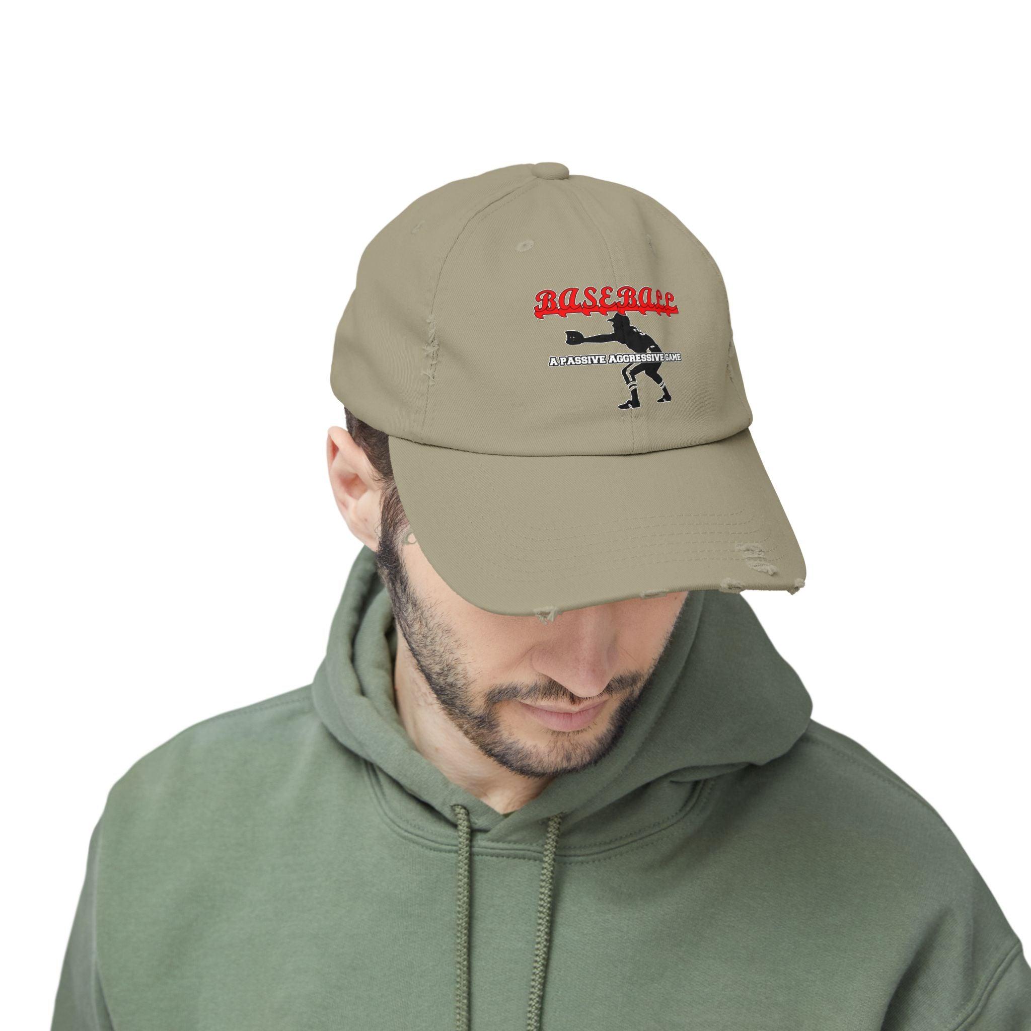 Baseball A passive aggressive game - Cotton Twill Distressed Baseball Cap - Witty Twisters Fashions