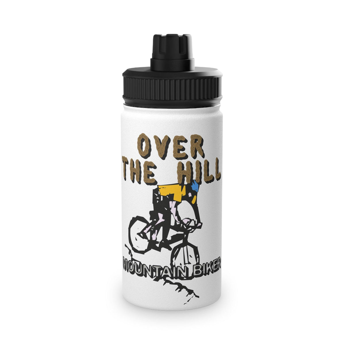 Over The Hill Mountain Biker - Stainless Steel Water Bottle with Sports Lid