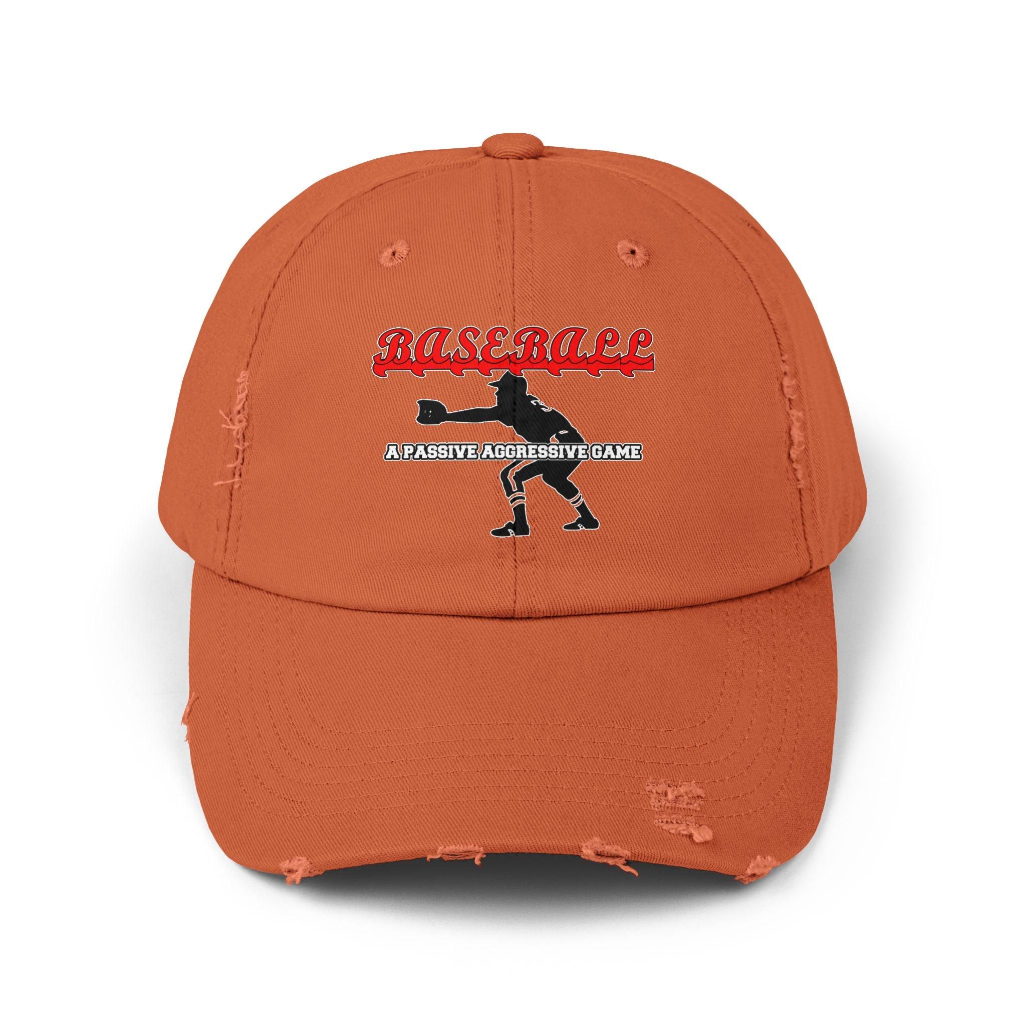 Baseball A passive aggressive game - Cotton Twill Distressed Baseball Cap - Witty Twisters Fashions