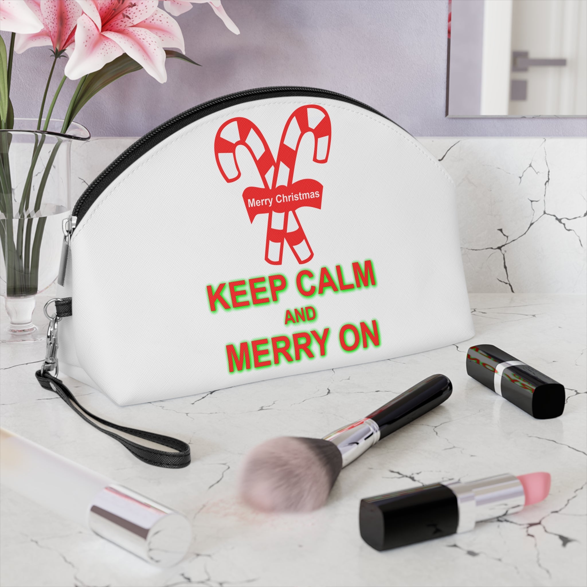 Keep Calm and Merry On - Women’s Makeup Bag or Purse