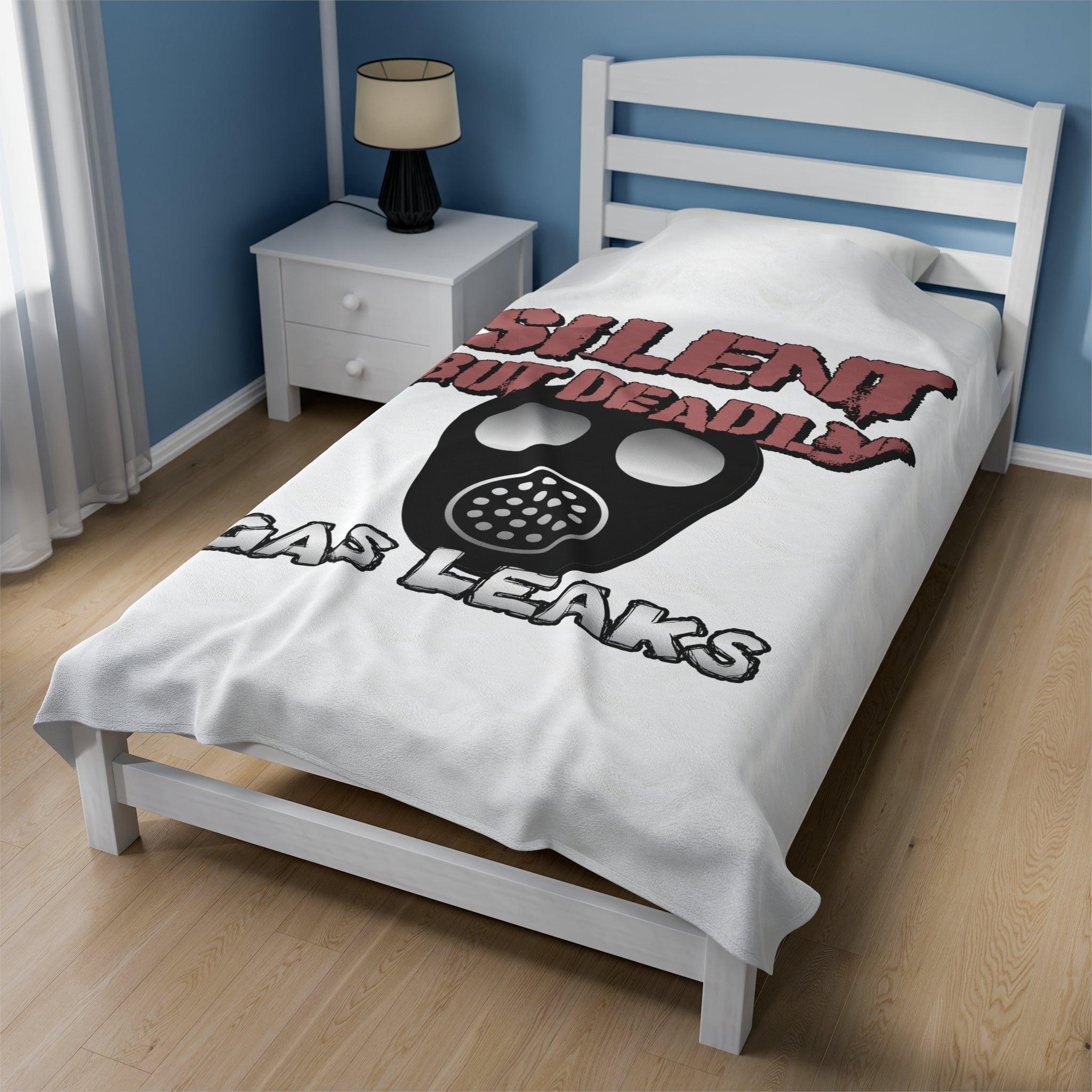 Silent But Deadly Gas Leaks - Velveteen Plush Blanket - Witty Twisters Fashions