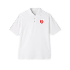 Target with arrow on back plus front pocket area - Men's Piqué Polo Shirt - Witty Twisters Fashions