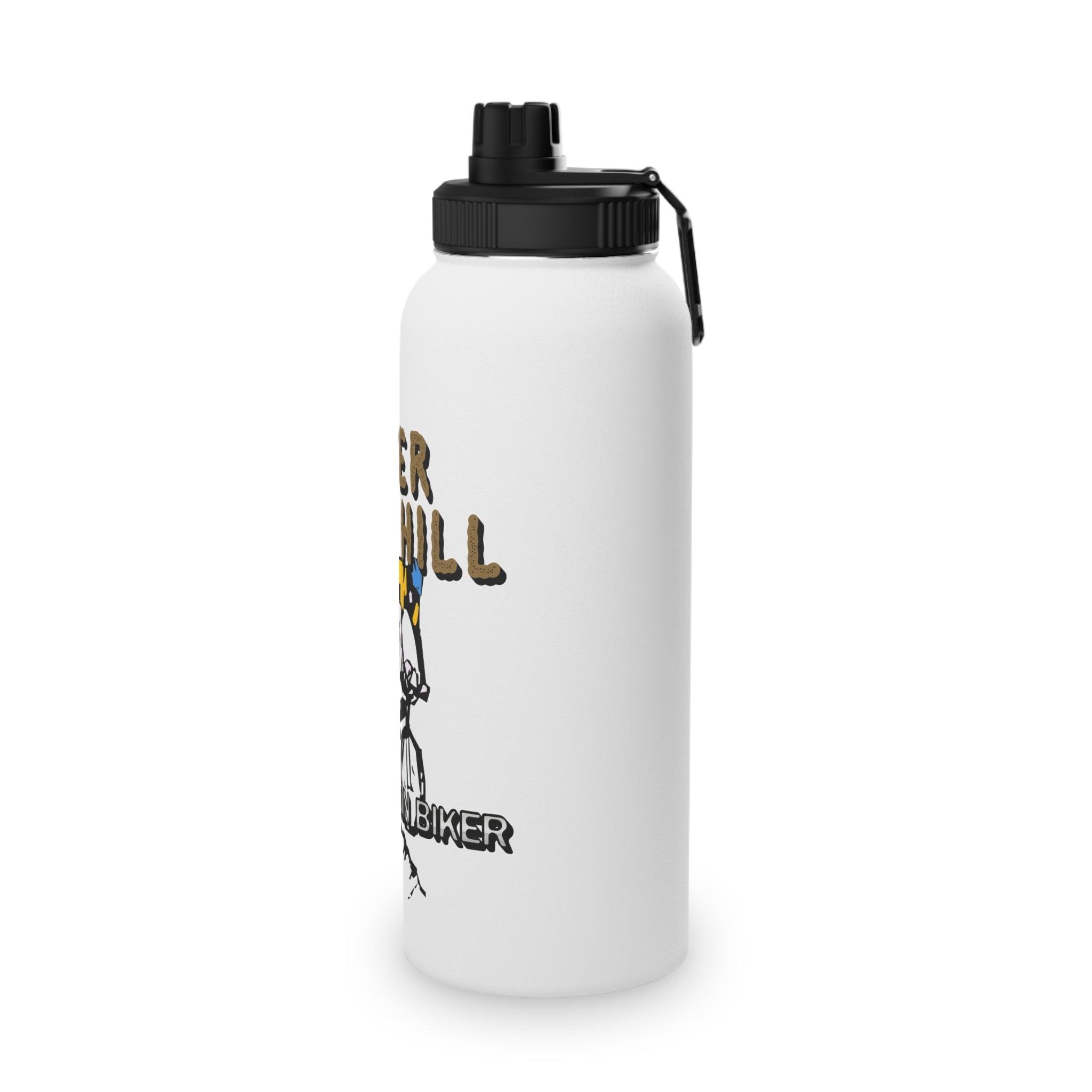 Over The Hill Mountain Biker - Stainless Steel Water Bottle with Sports Lid