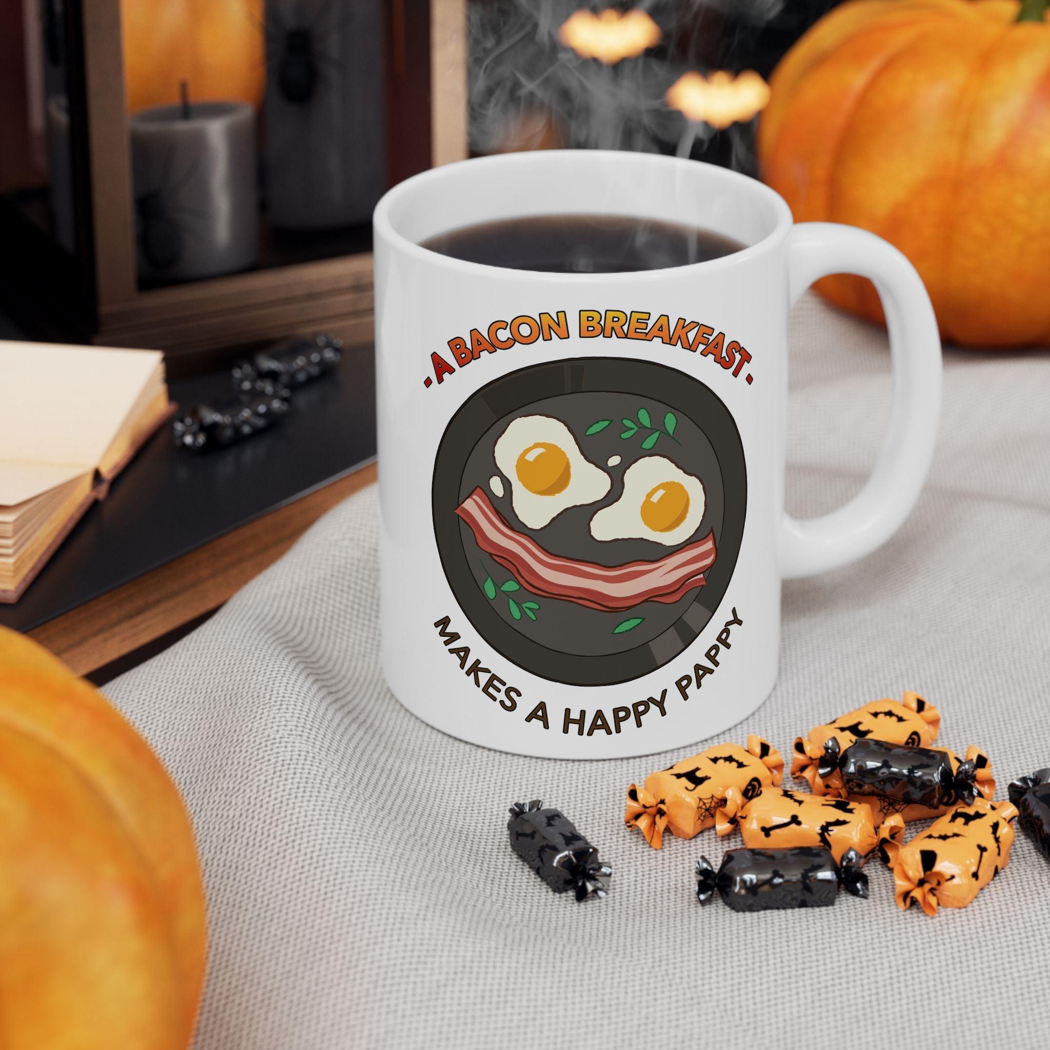 A bacon breakfast makes a happy pappy - Ceramic Coffee Mug 11oz, 15oz - Witty Twisters Fashions