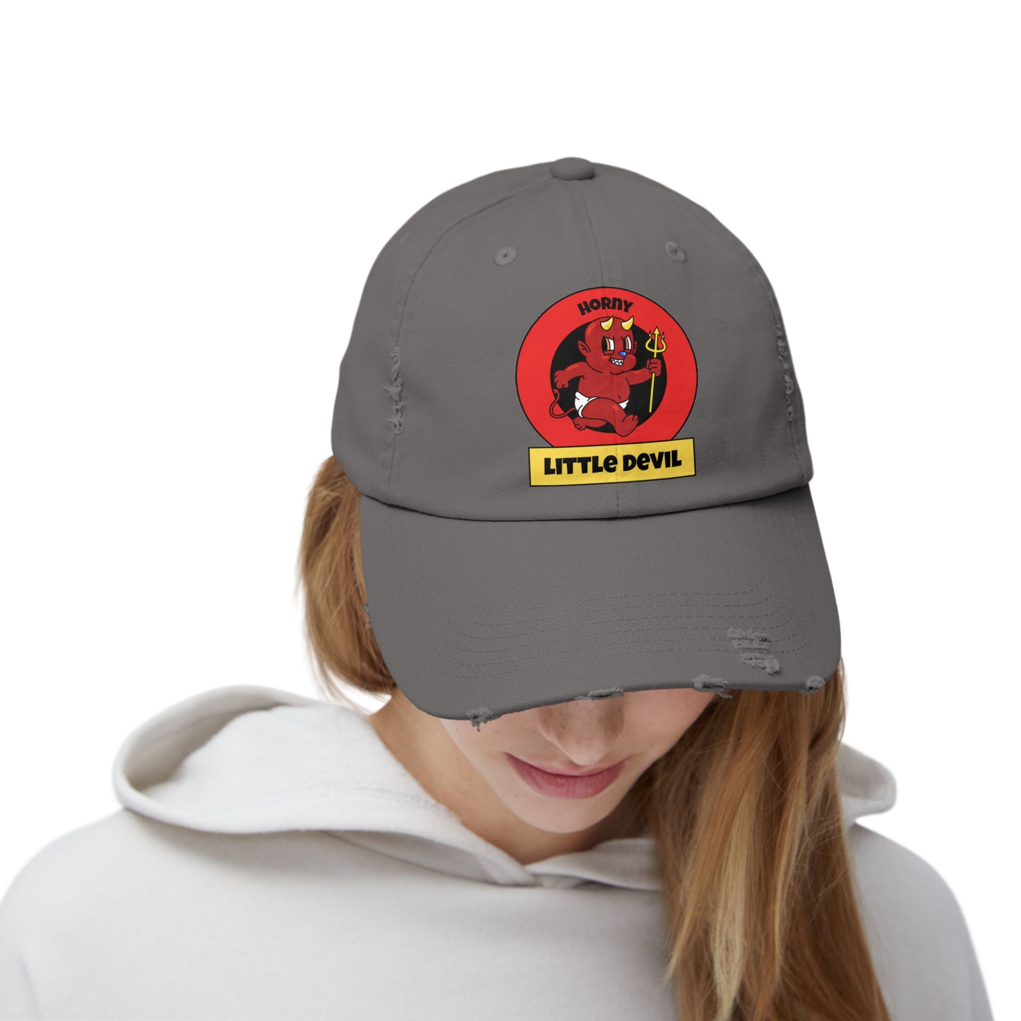 Horny Little Devil - Cotton Twill Distressed Baseball Cap