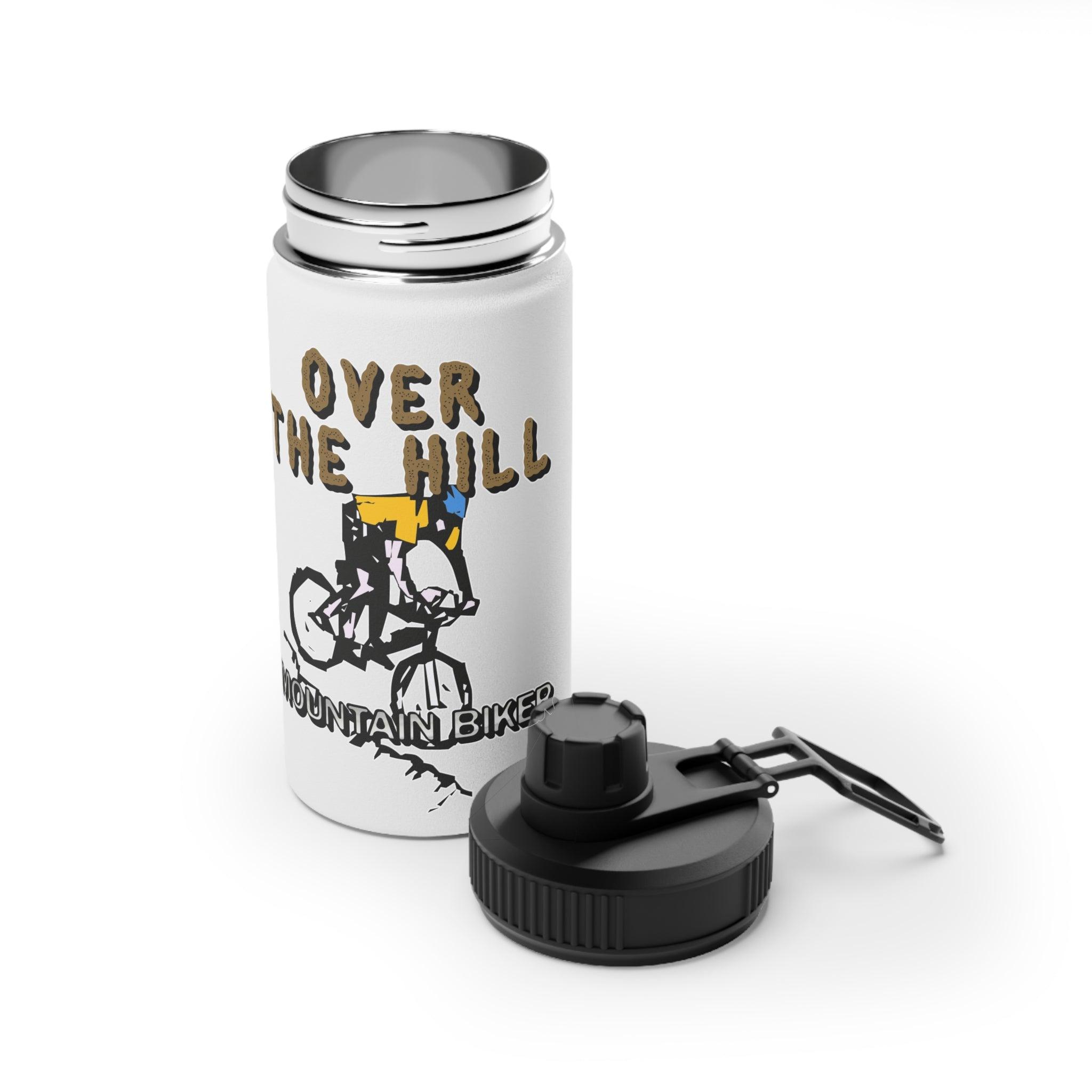 Over The Hill Mountain Biker - Stainless Steel Water Bottle with Sports Lid