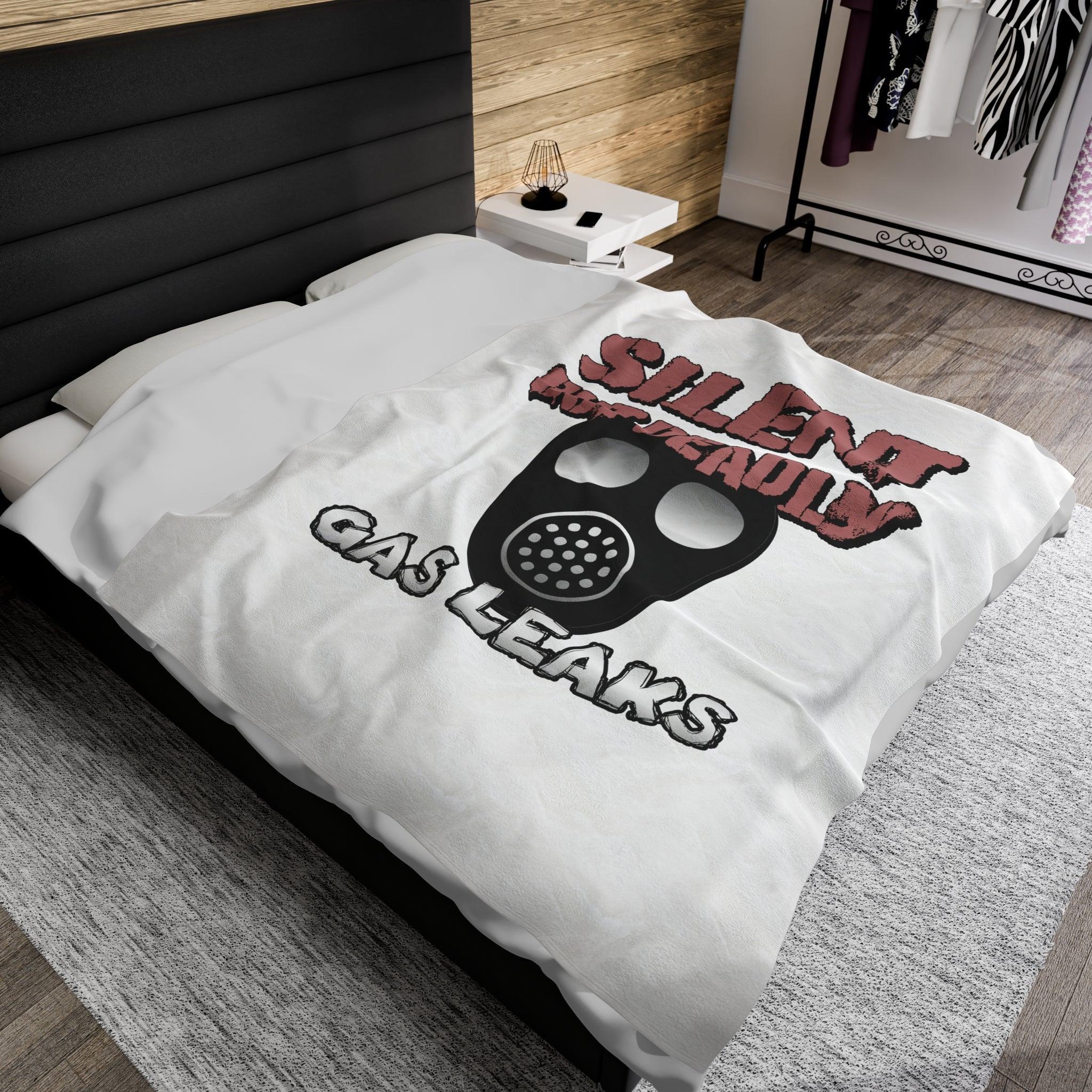 Silent But Deadly Gas Leaks - Velveteen Plush Blanket - Witty Twisters Fashions