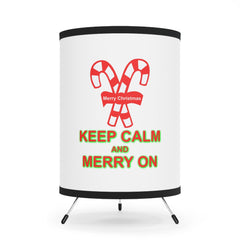 Keep Calm and Merry On - Retro Tripod Lamp