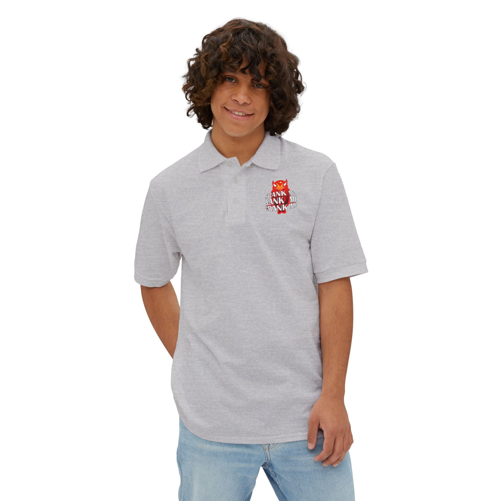 Spank Me Yank Me Crank Me - Men's Piqué Polo Shirt - Witty Twisters Fashions