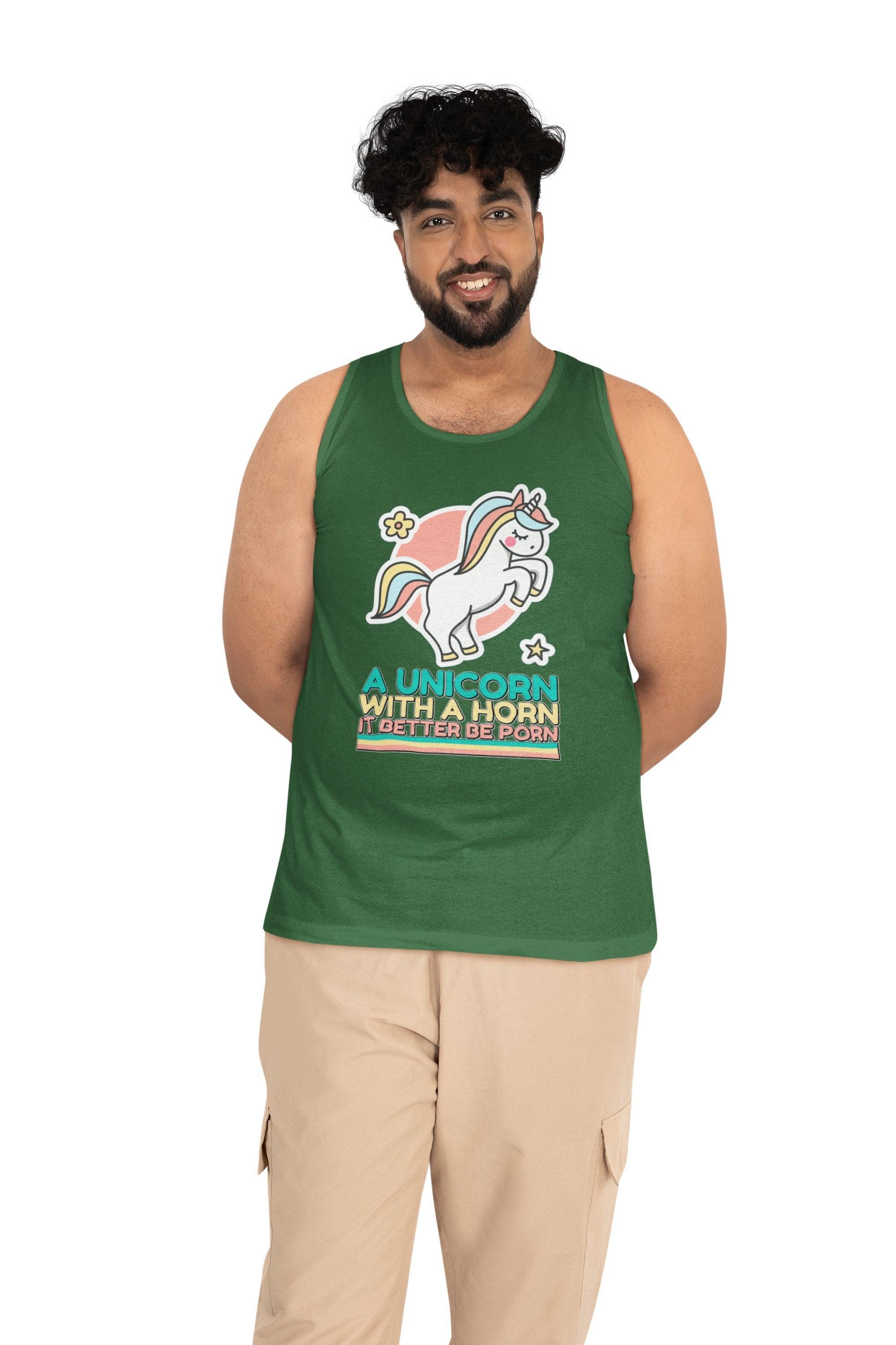 A unicorn with a horn it better be porn - Tank Top - Witty Twisters Fashions