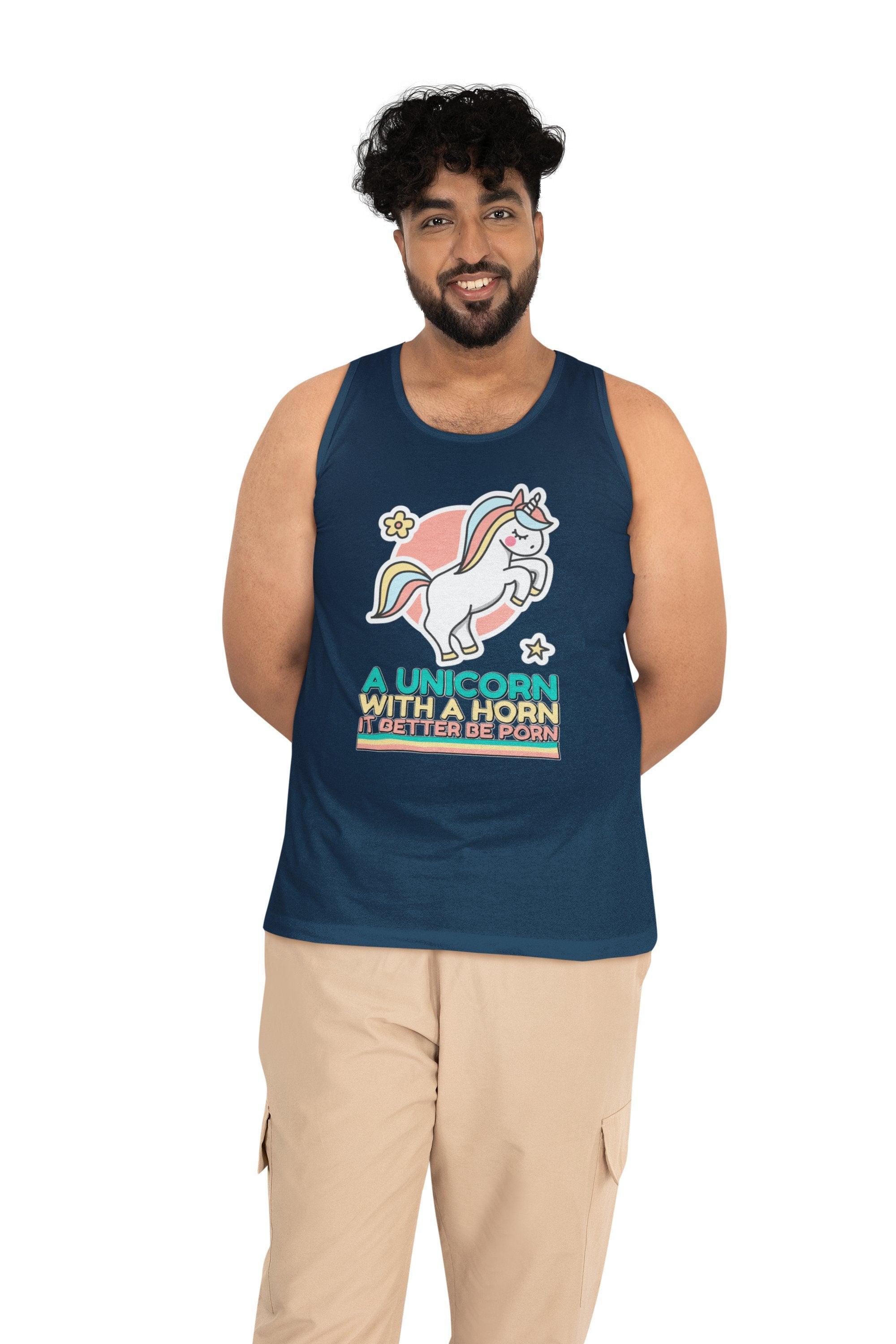 A unicorn with a horn it better be porn - Tank Top - Witty Twisters Fashions