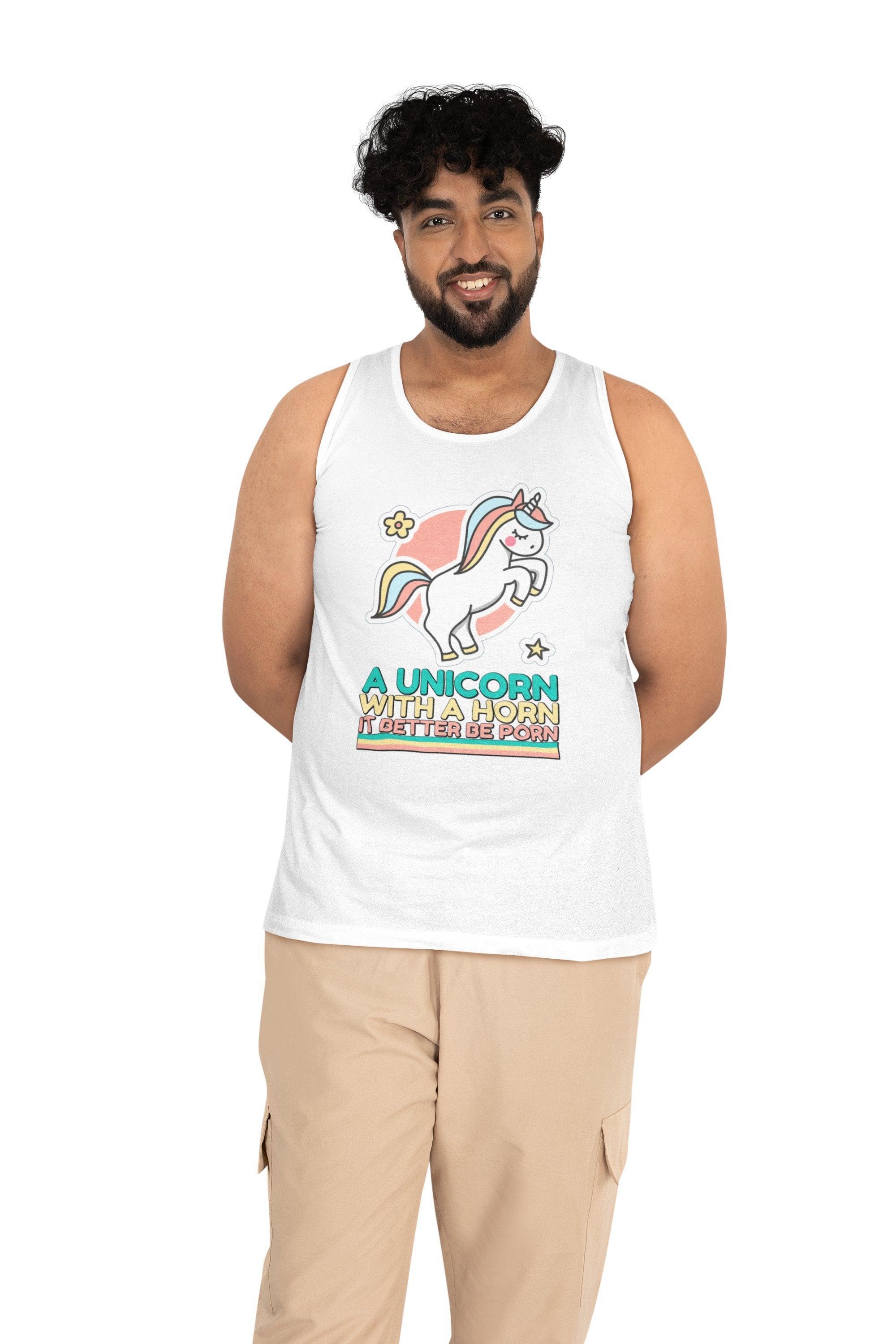 A unicorn with a horn it better be porn - Tank Top - Witty Twisters Fashions
