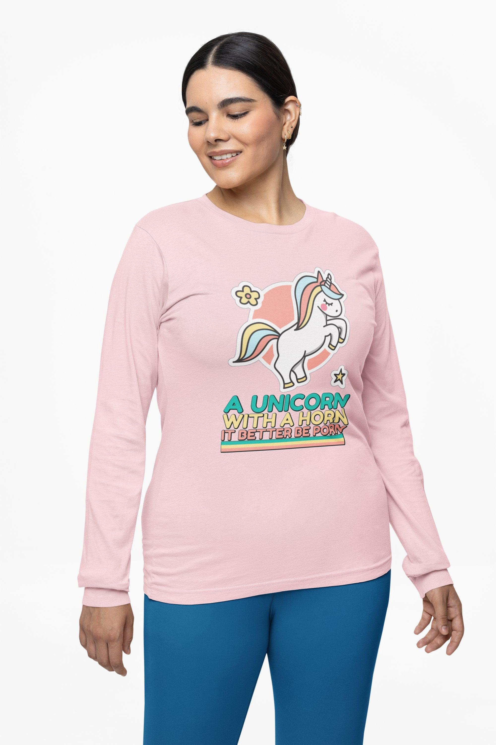A unicorn with a horn it better be porn - Long-Sleeve Tee - Witty Twisters Fashions
