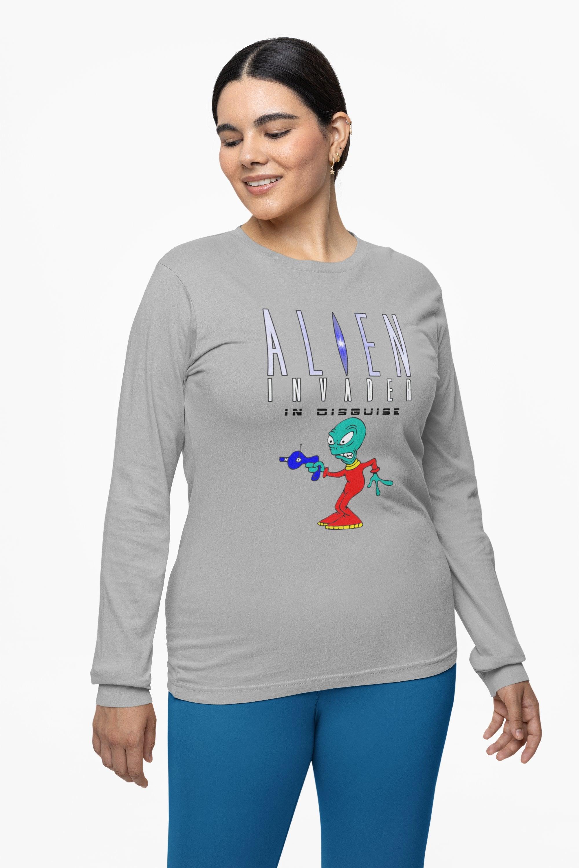 Alien Invader In Disguise - Long-Sleeve Tee - Witty Twisters Fashions