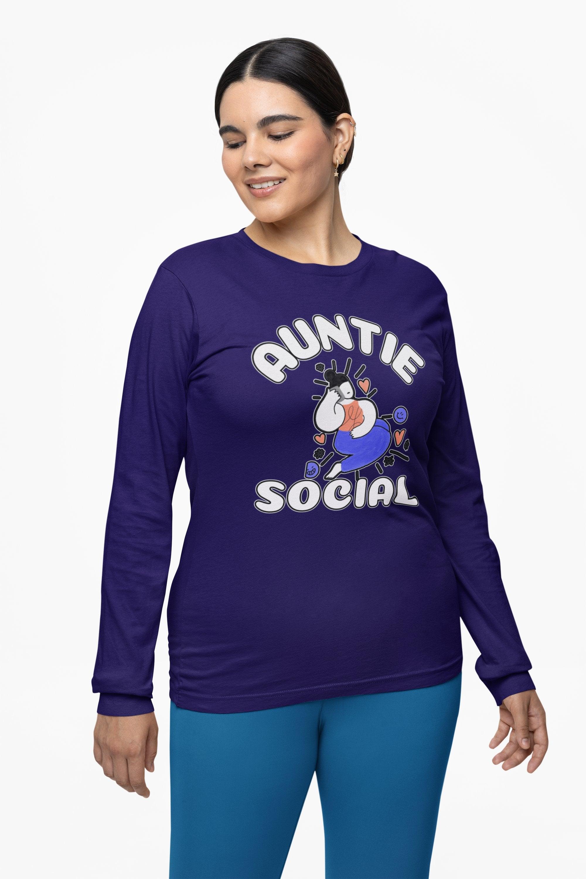 Auntie Social - Long-Sleeve Tee - Witty Twisters Fashions