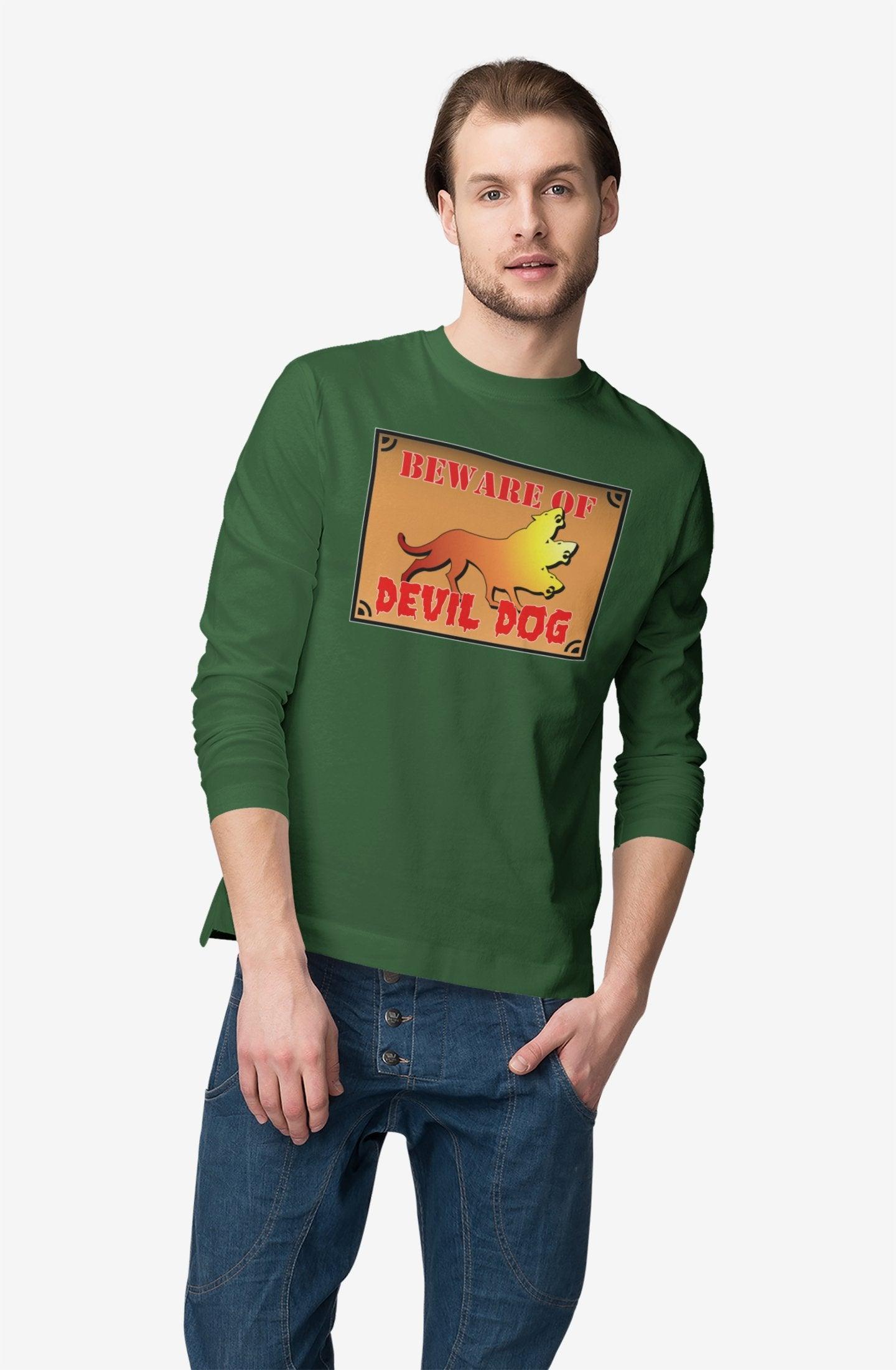 Beware of Devil Dog Sign - Long-Sleeve Tee - Witty Twisters Fashions