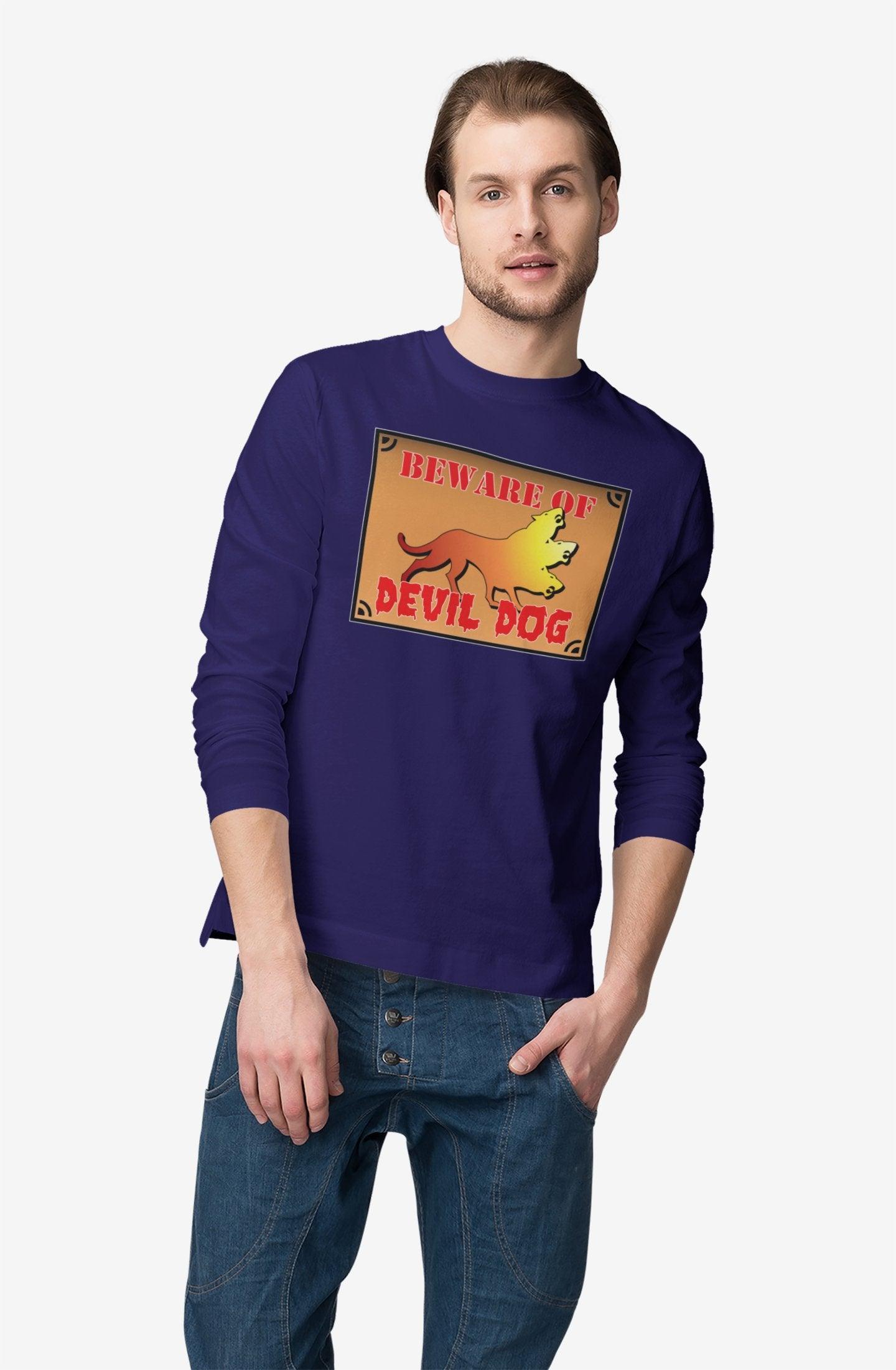 Beware of Devil Dog Sign - Long-Sleeve Tee - Witty Twisters Fashions