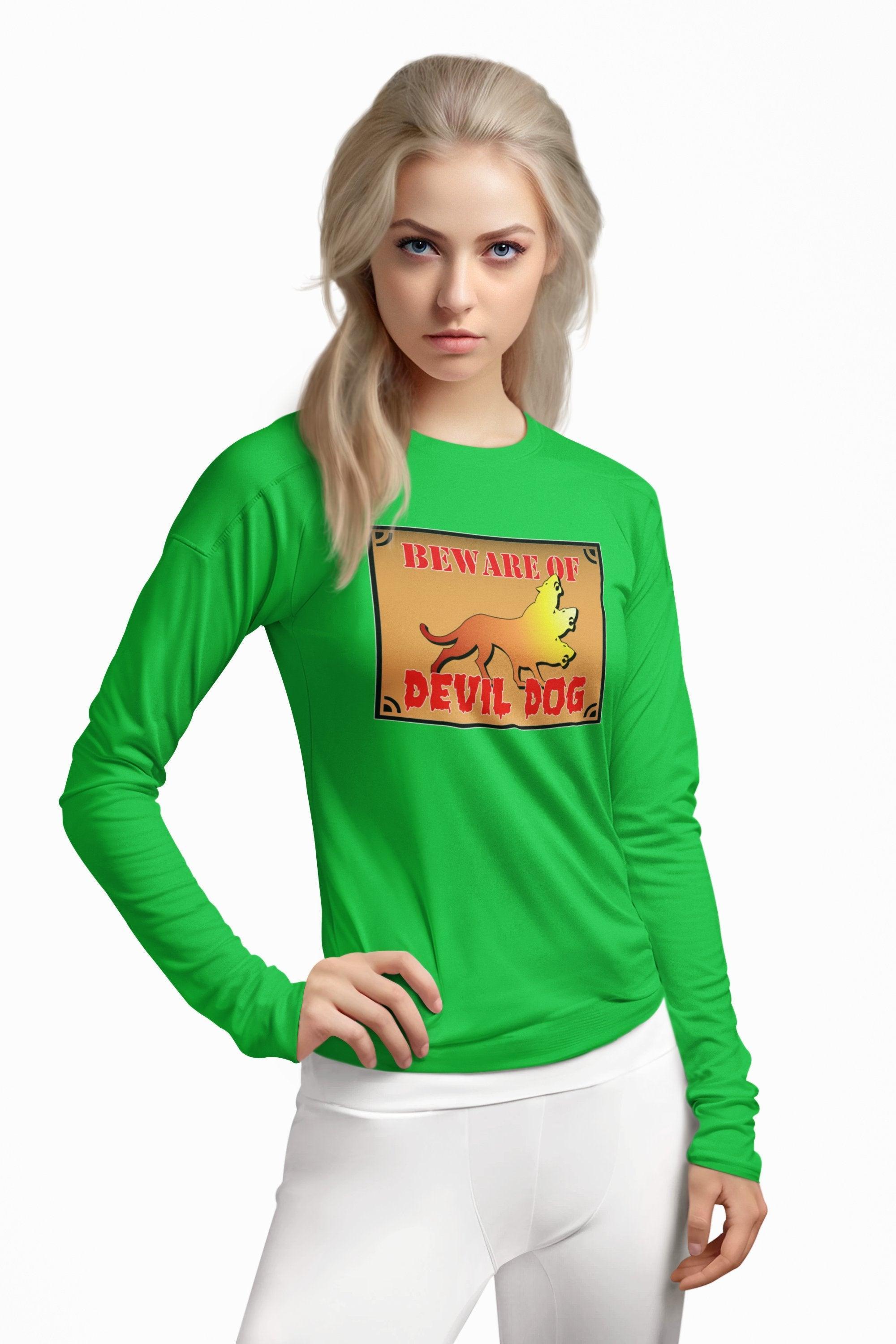 Beware of Devil Dog Sign - Long-Sleeve Tee - Witty Twisters Fashions