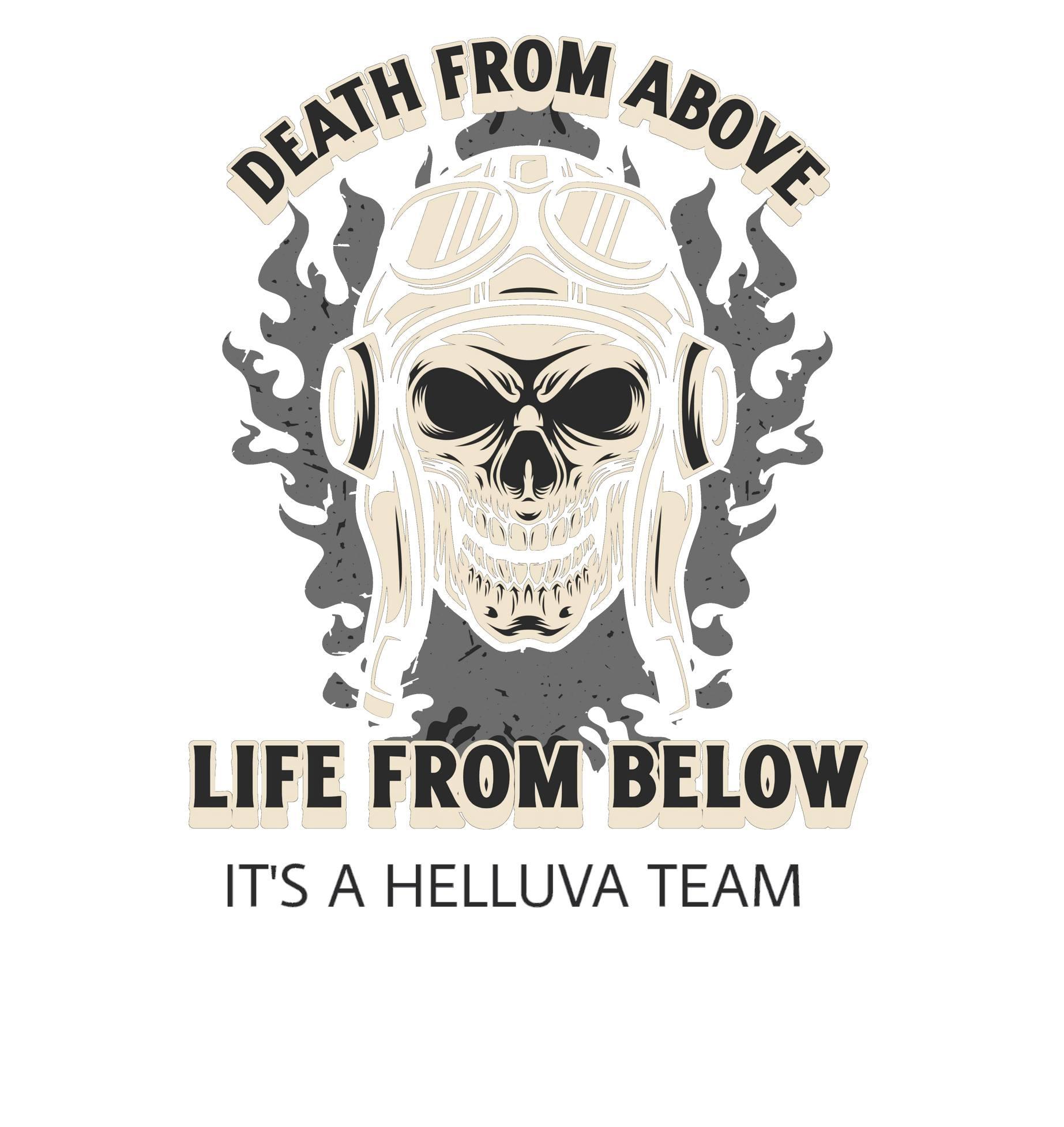 Death From Above Life From Below It's a helluva team - Men's Bomber Jacket - Witty Twisters Fashions