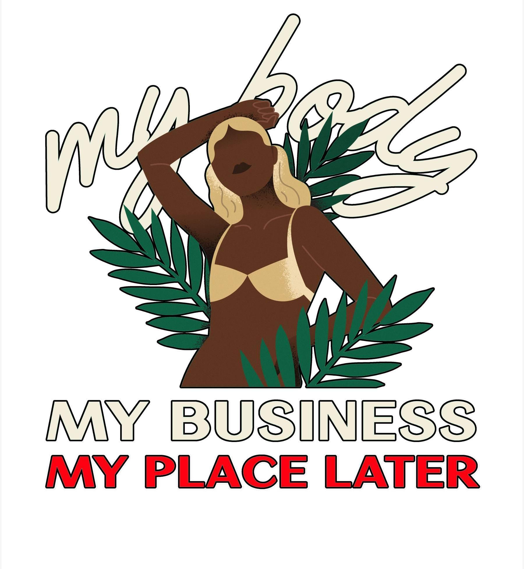 My body My business My place later - High-Neck Crop Bikini Top - Witty Twisters Fashions