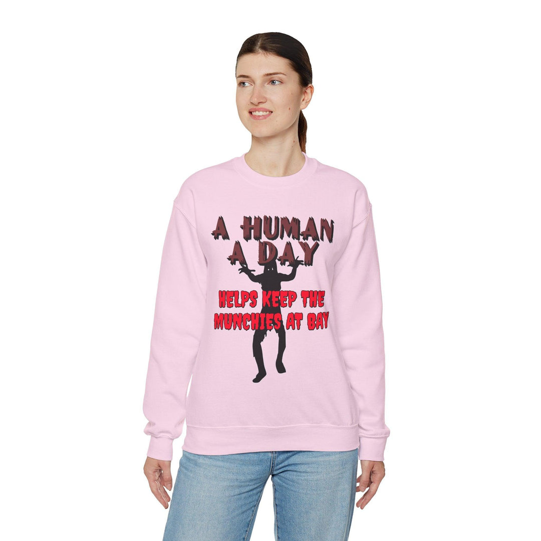 A Human A Day Helps Keep The Munchies at Bay - Sweatshirt - Witty Twisters T-Shirts