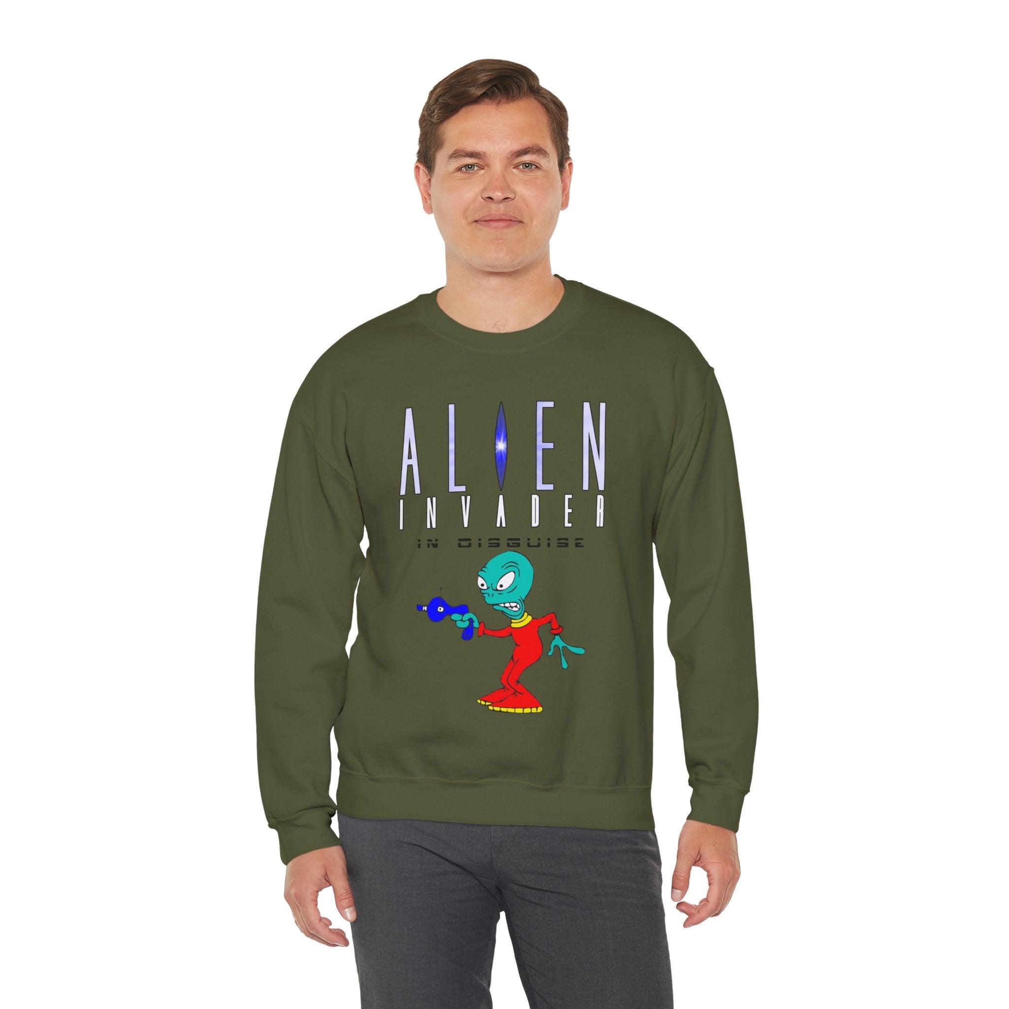 Alien Invader In Disguise - Sweatshirt - Witty Twisters T-Shirts