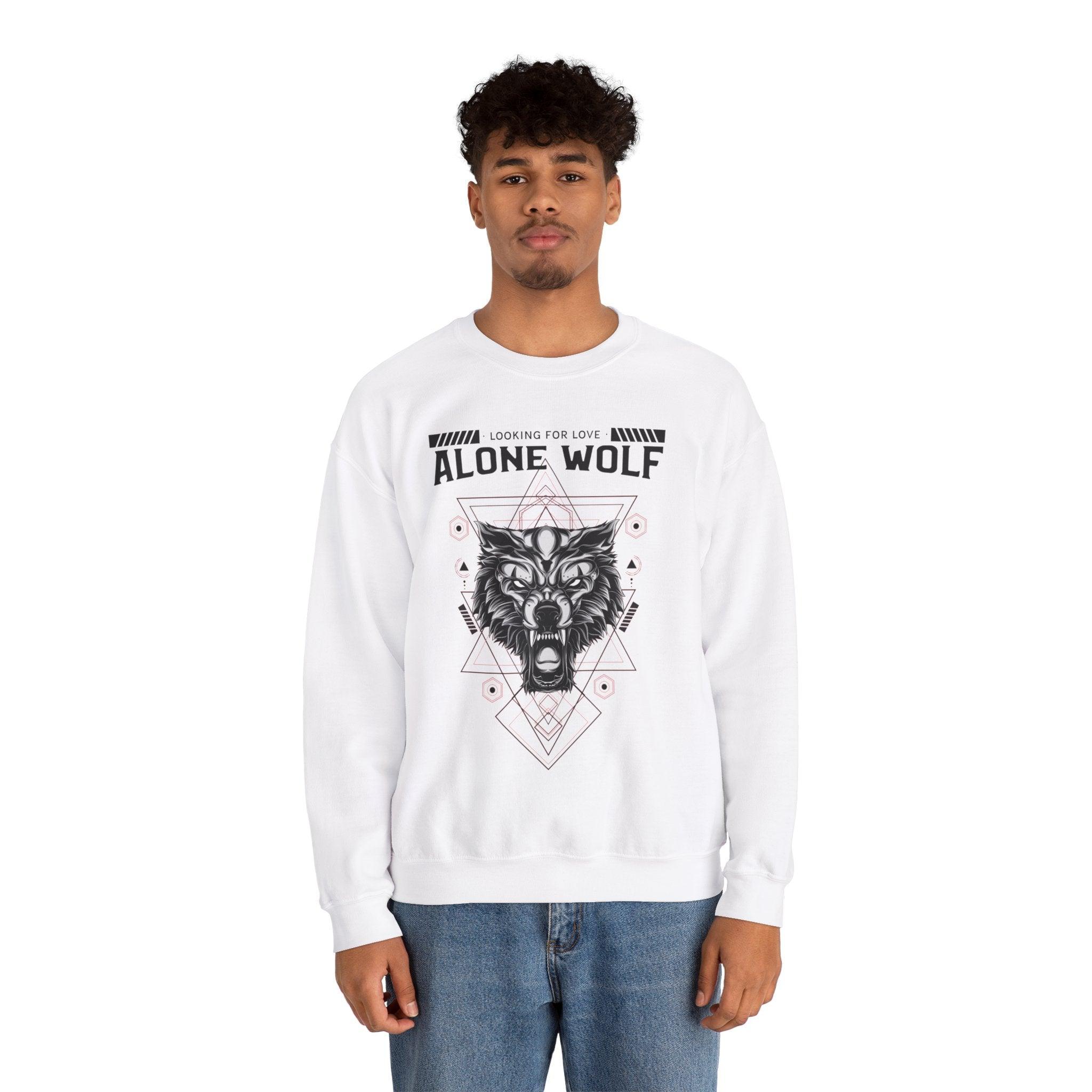 Alone Wolf Looking For Love - Sweatshirt - Witty Twisters Fashions