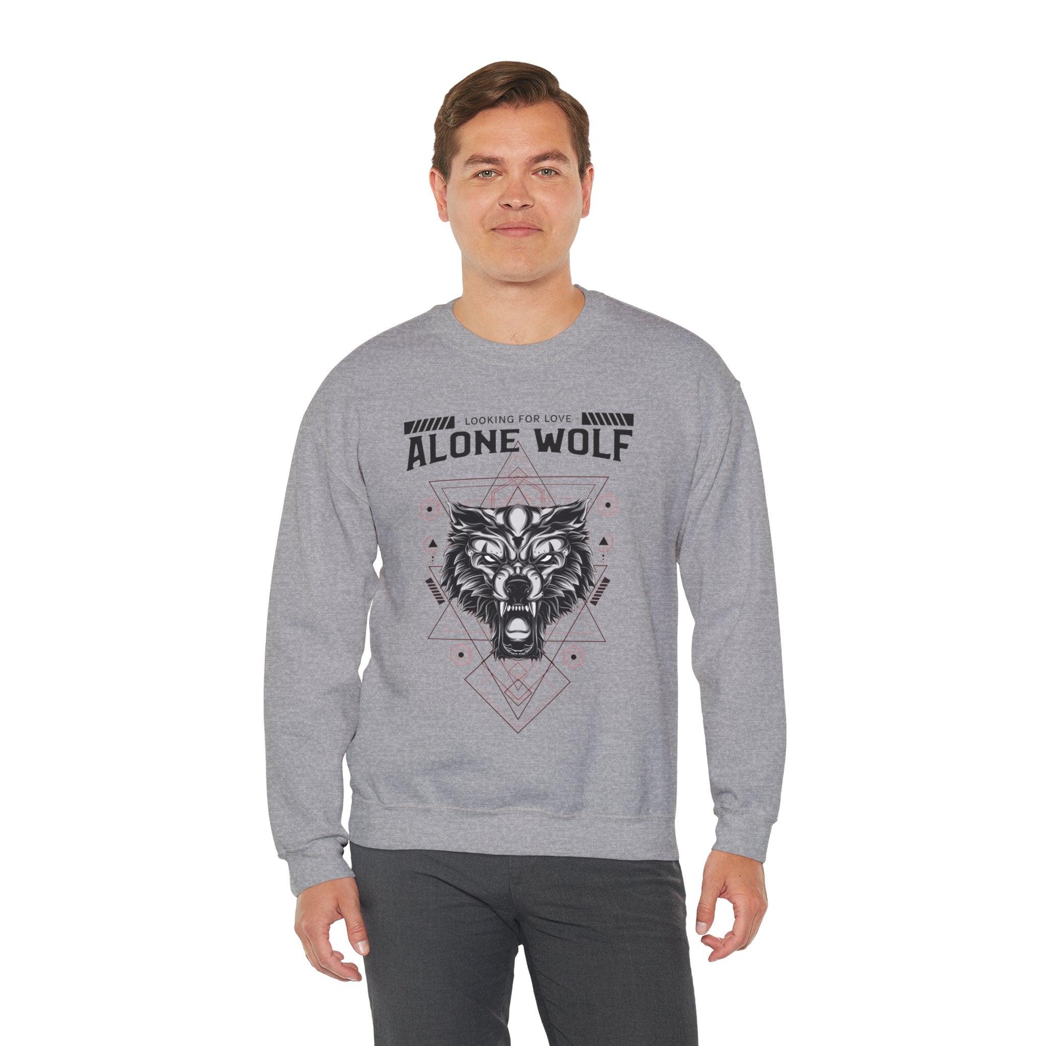 Alone Wolf Looking For Love - Sweatshirt - Witty Twisters Fashions