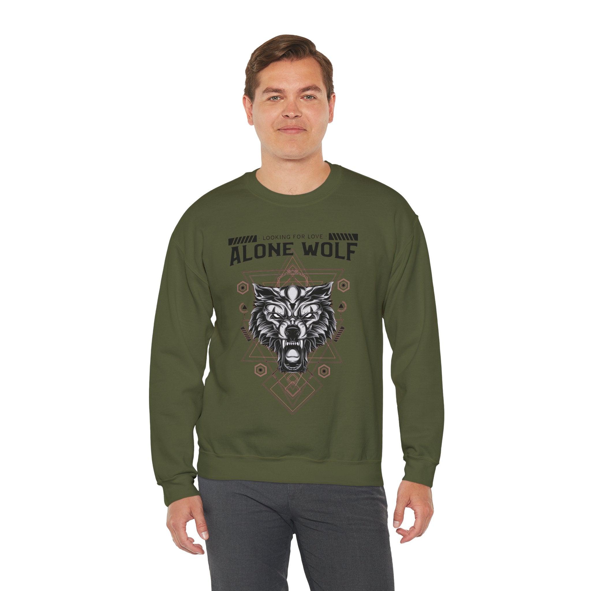 Alone Wolf Looking For Love - Sweatshirt - Witty Twisters Fashions