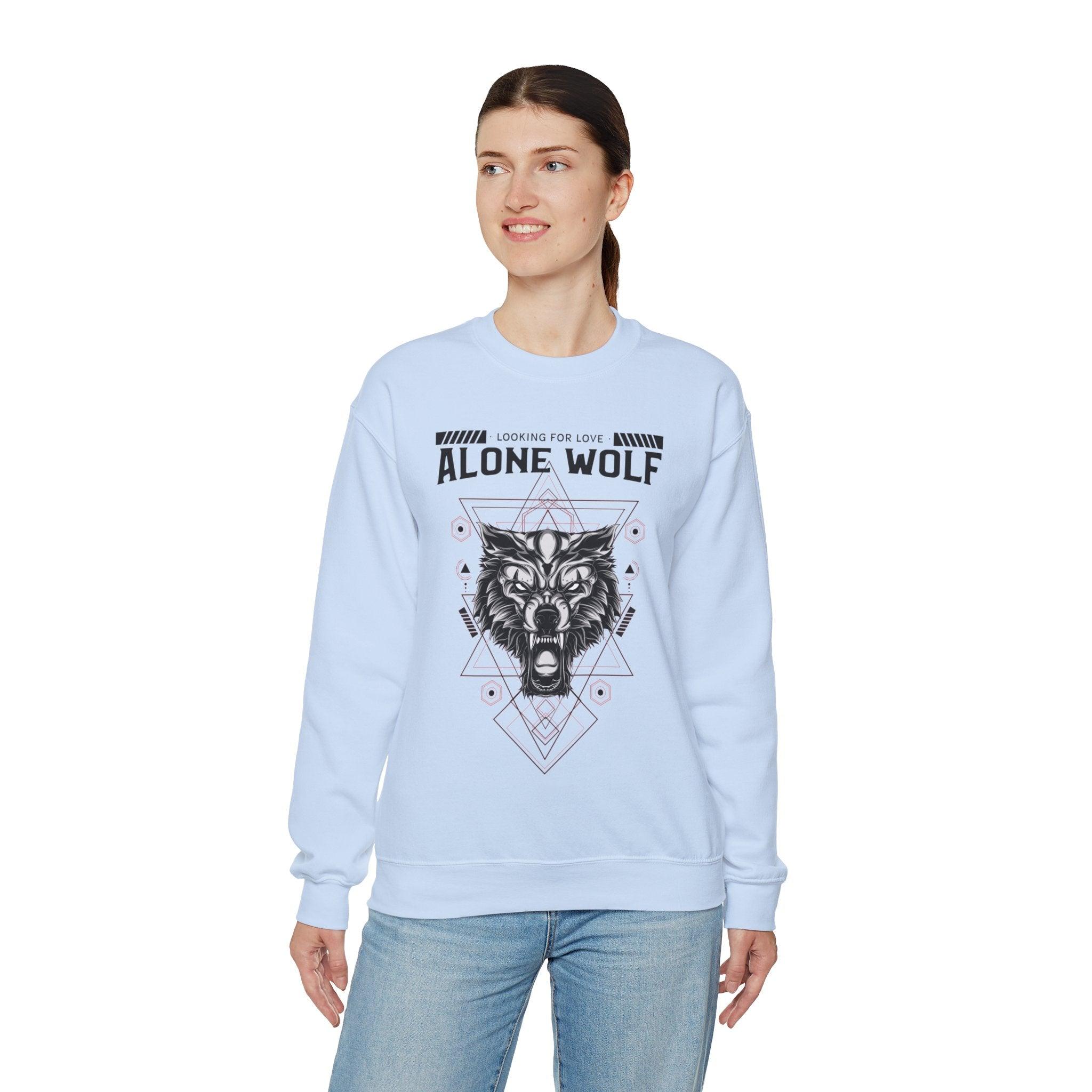 Alone Wolf Looking For Love - Sweatshirt - Witty Twisters Fashions