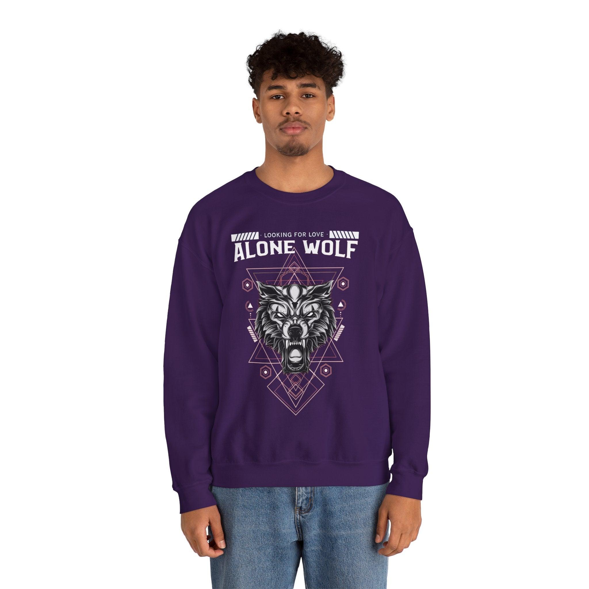 Alone Wolf Looking For Love - Sweatshirt - Witty Twisters Fashions