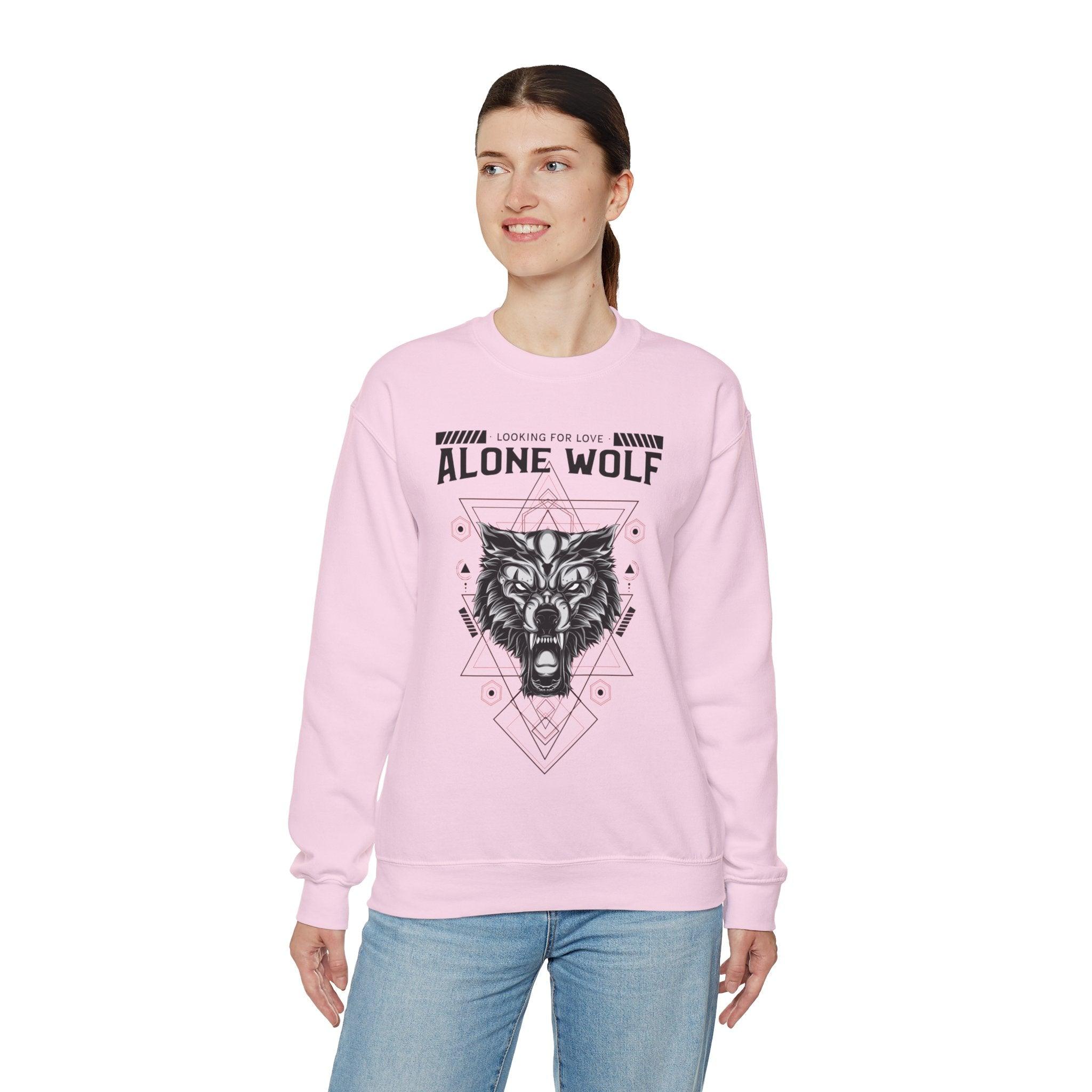 Alone Wolf Looking For Love - Sweatshirt - Witty Twisters Fashions