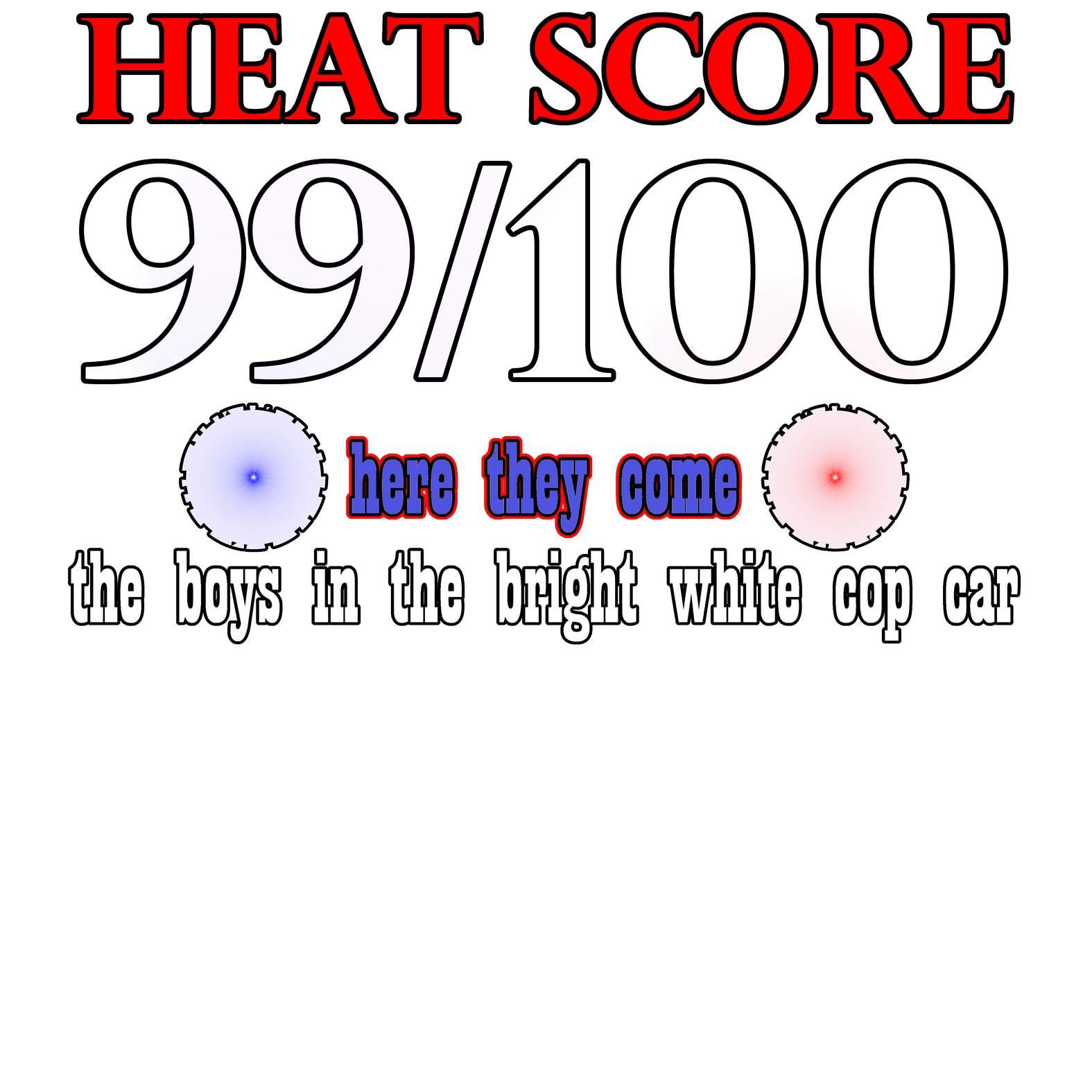 Heat Score 99/100 Here they come The boys in the bright white cop car - T-Shirt - Witty Twisters Fashions